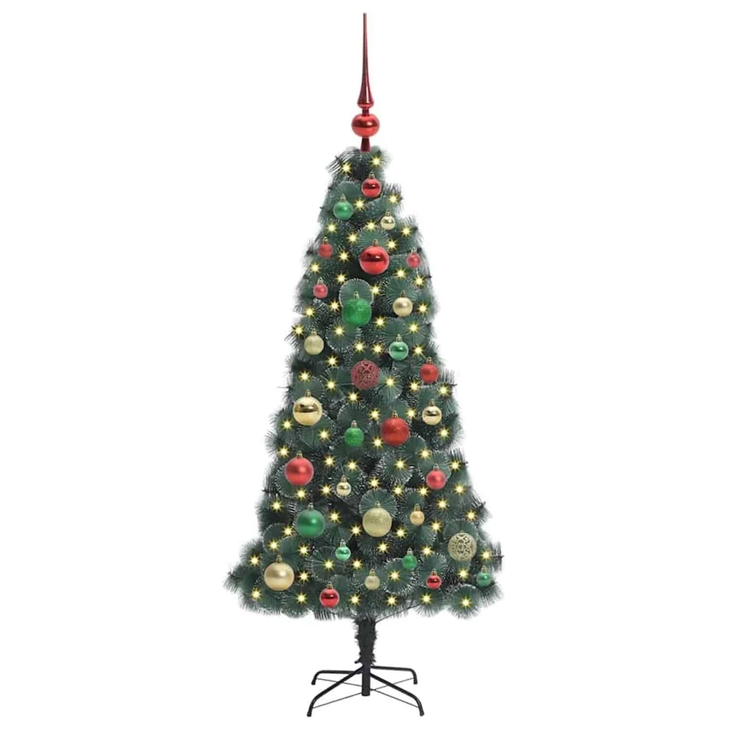 vidaXL Künstlicher Vorbeleuchteter Weihnachtsbaum mit Kugelset 120 cm 3396149