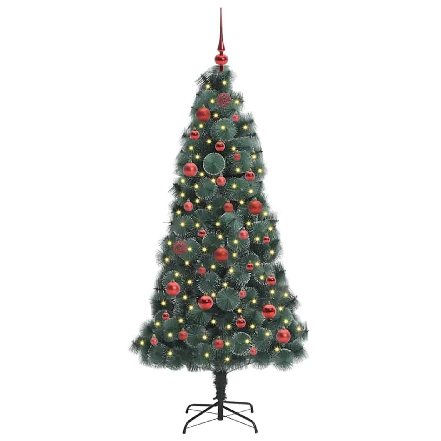 vidaXL Künstlicher Vorbeleuchteter Weihnachtsbaum mit Kugelset 150 cm 3396153