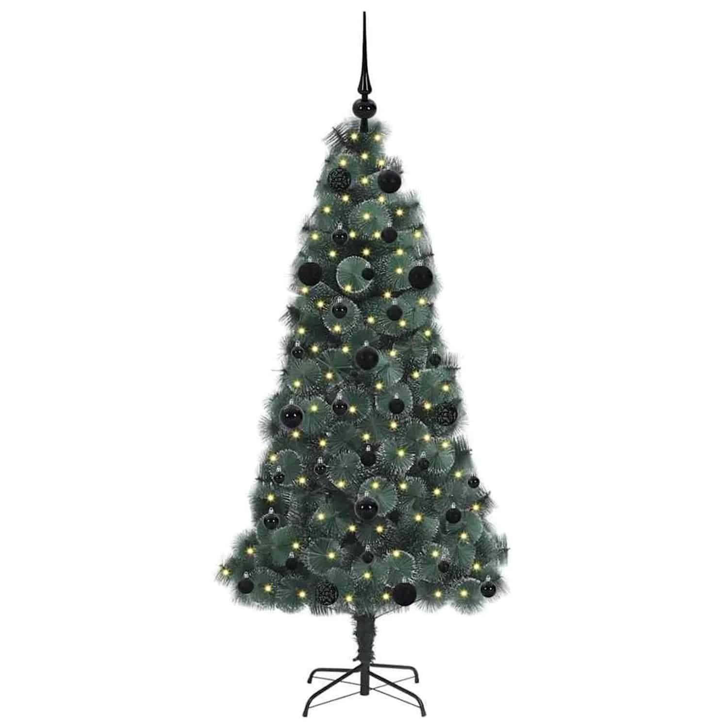 vidaXL Künstlicher Vorbeleuchteter Weihnachtsbaum mit Kugelset 150 cm 3396154