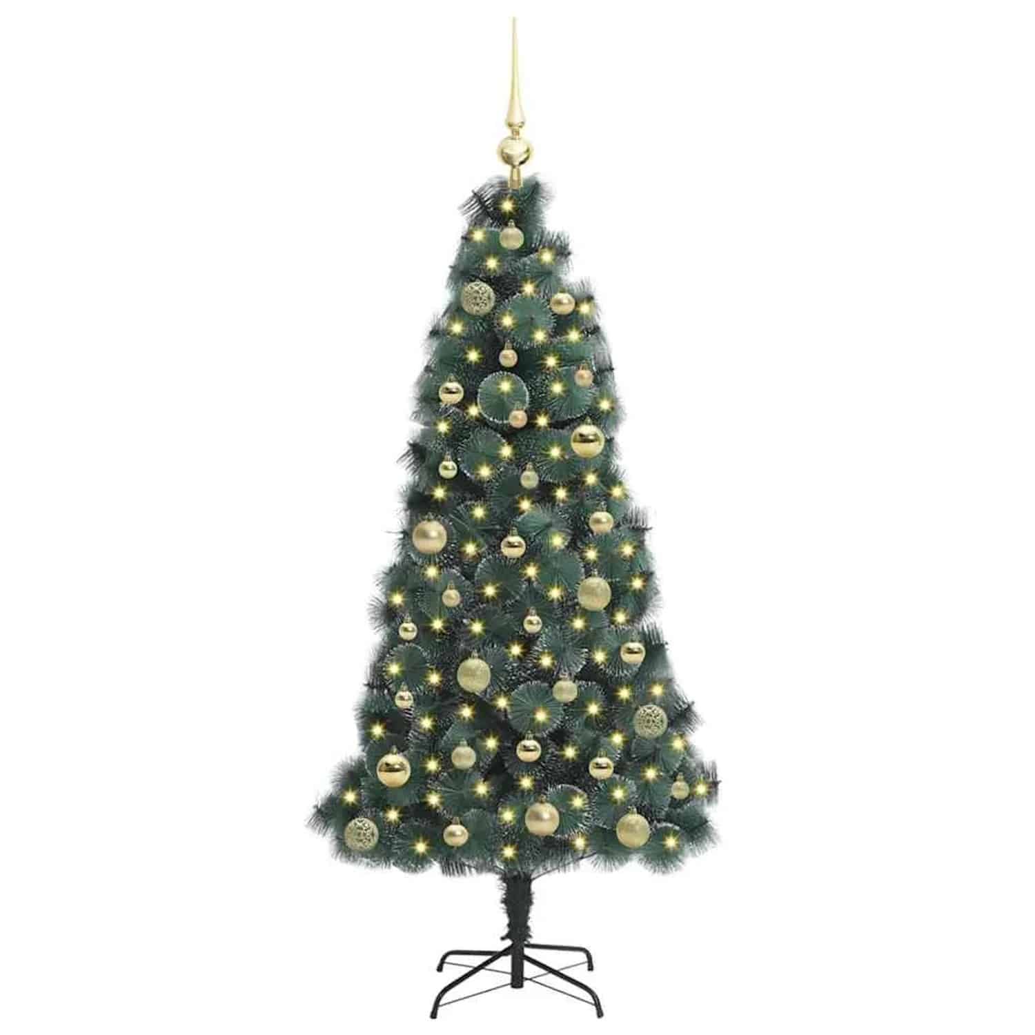 vidaXL Künstlicher Vorbeleuchteter Weihnachtsbaum mit Kugelset 150 cm 3396157