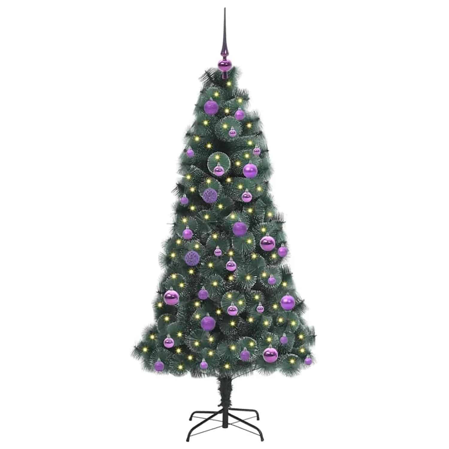 vidaXL Künstlicher Vorbeleuchteter Weihnachtsbaum mit Kugelset 150 cm 3396159
