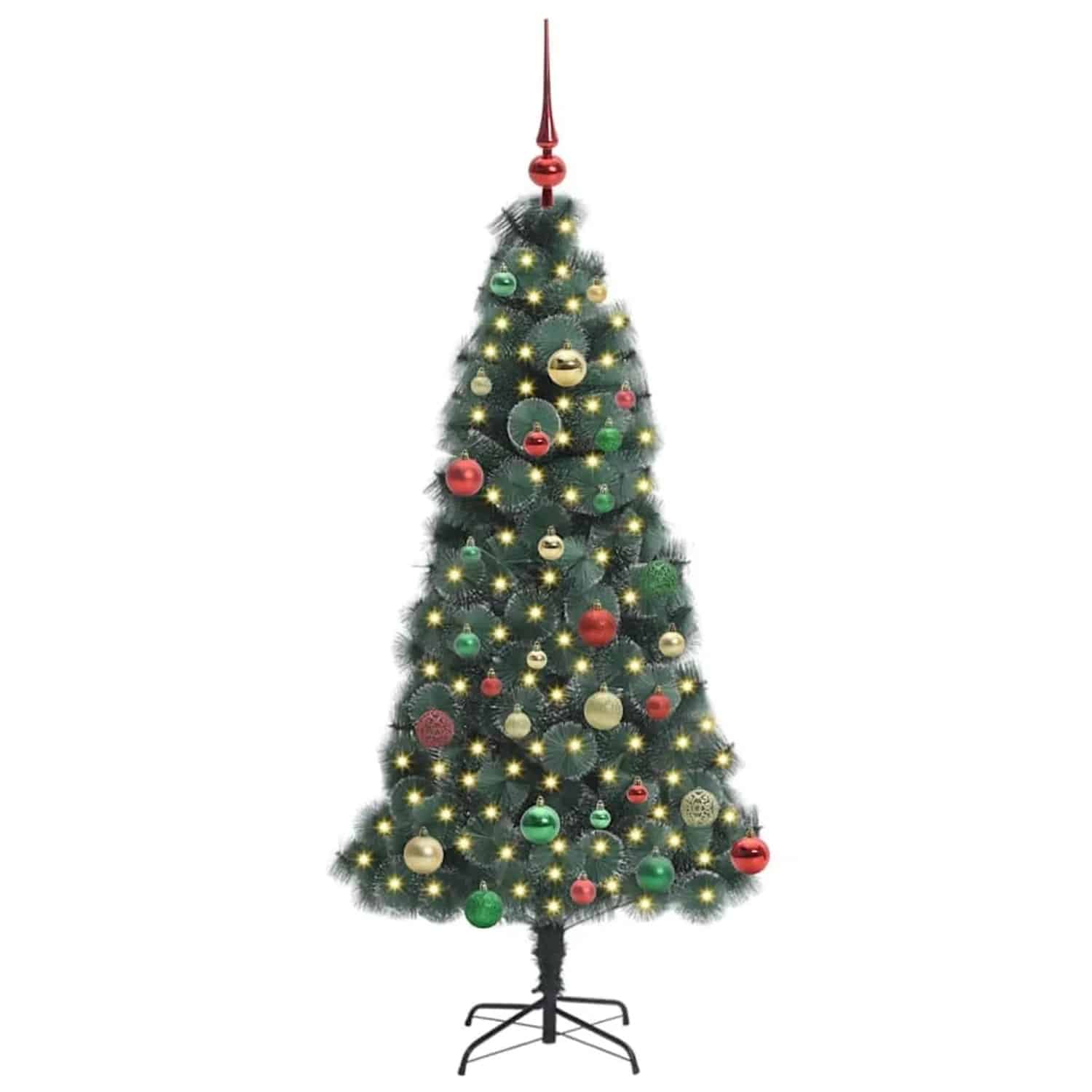vidaXL Künstlicher Vorbeleuchteter Weihnachtsbaum mit Kugelset 150 cm 3396161