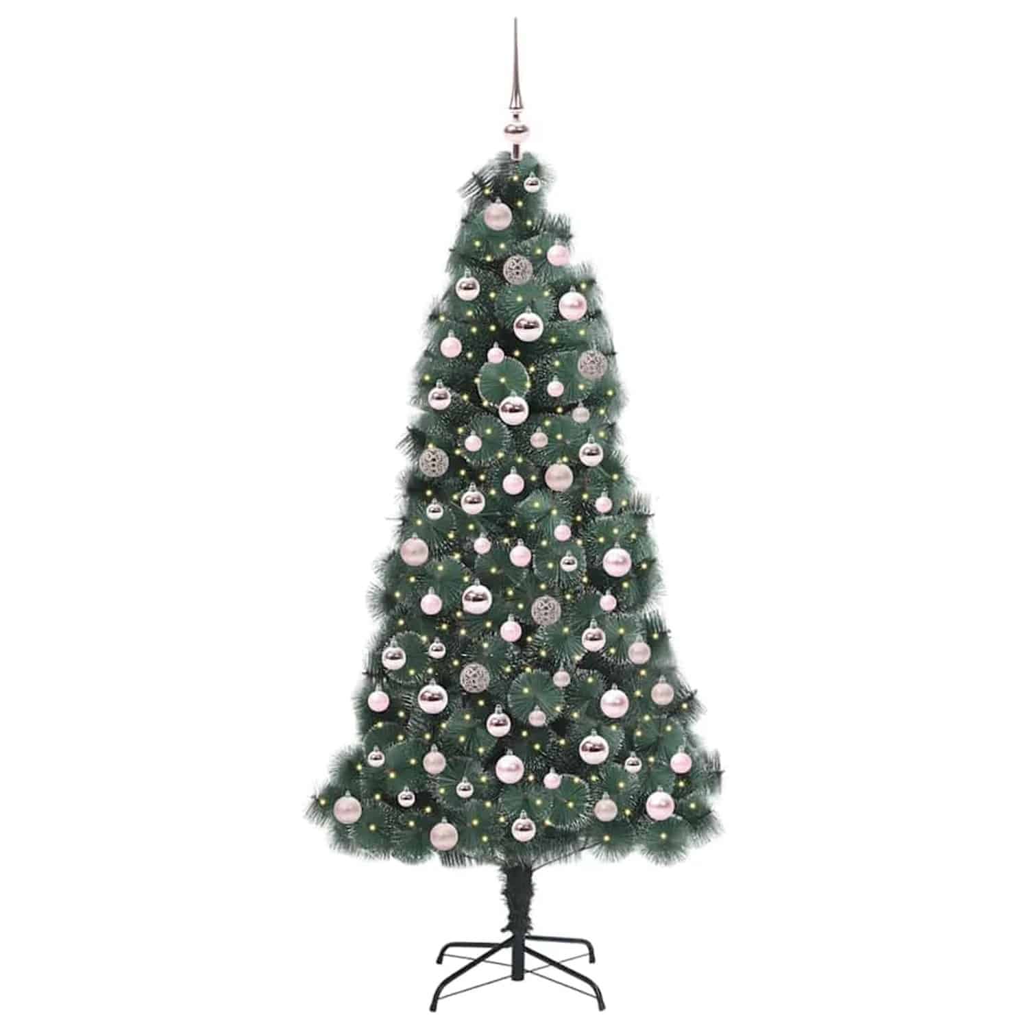 vidaXL Künstlicher Vorbeleuchteter Weihnachtsbaum mit Kugelset 180 cm 3396168