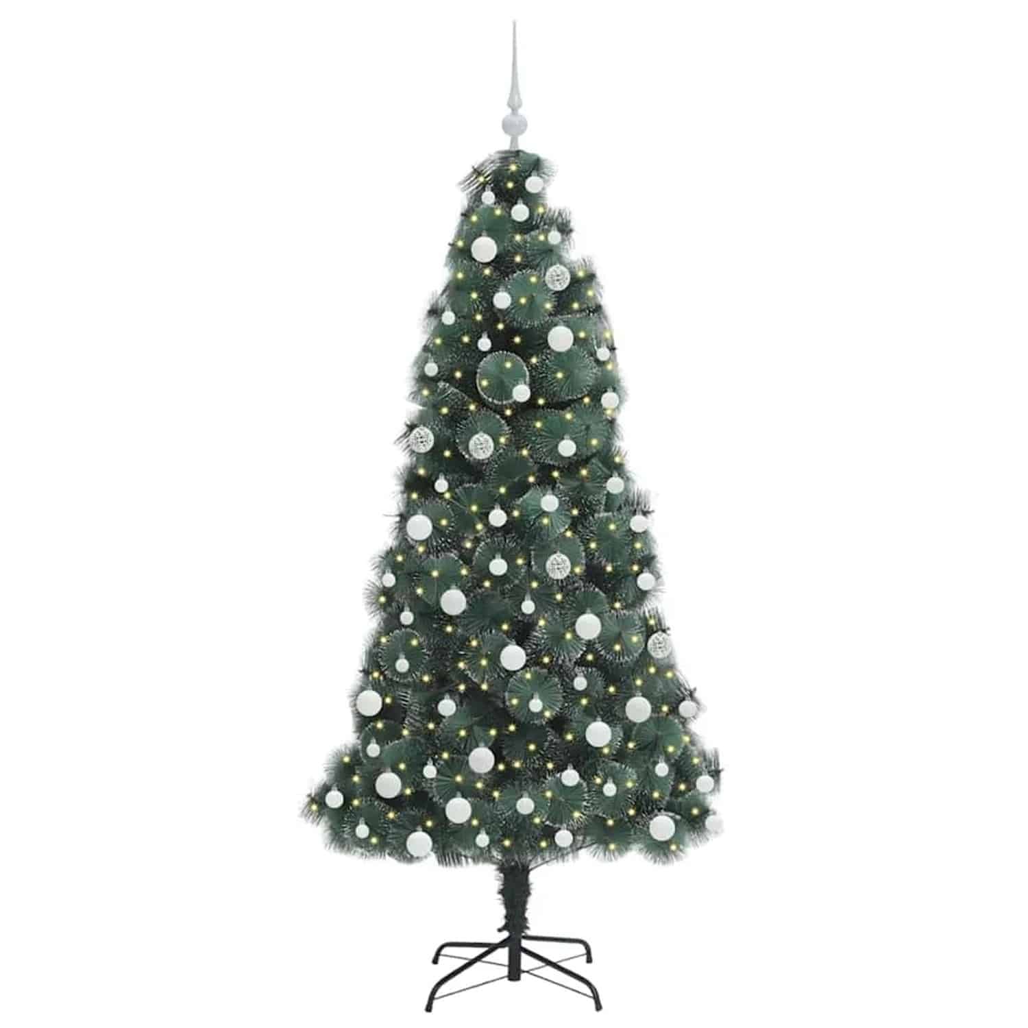 vidaXL Künstlicher Vorbeleuchteter Weihnachtsbaum mit Kugelset 180 cm 3396169