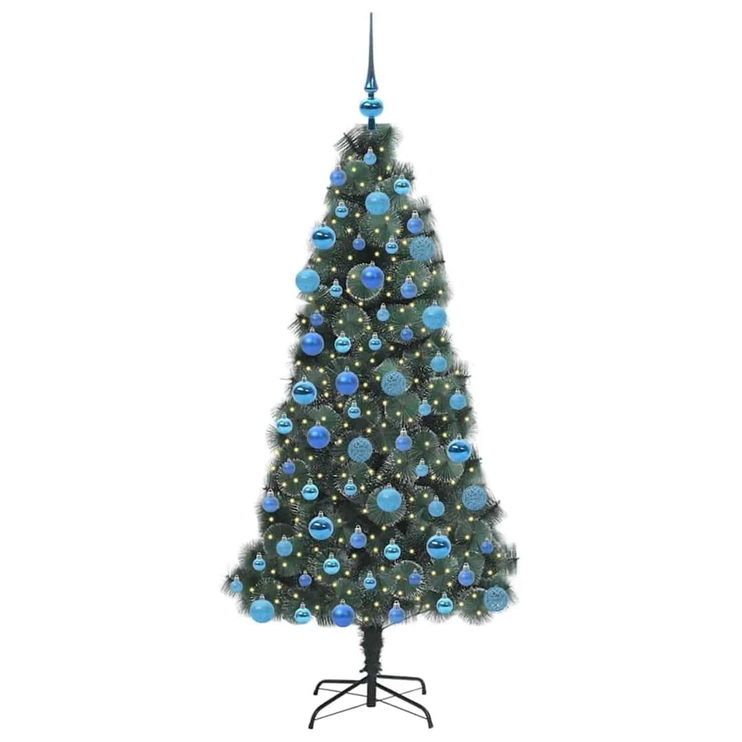 vidaXL Künstlicher Vorbeleuchteter Weihnachtsbaum mit Kugelset 180 cm 3396173