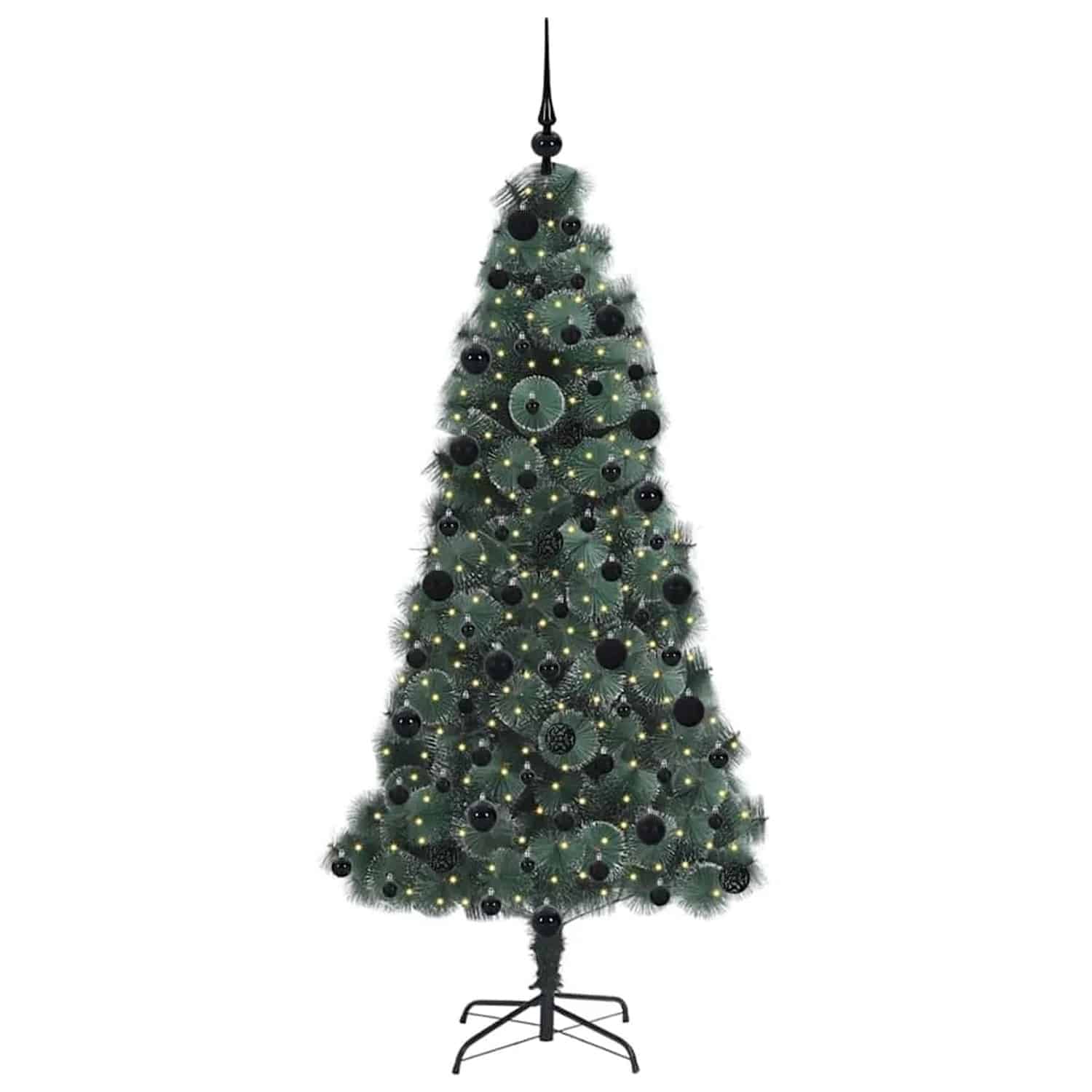 vidaXL Künstlicher Vorbeleuchteter Weihnachtsbaum mit Kugelset 210 cm 3396179