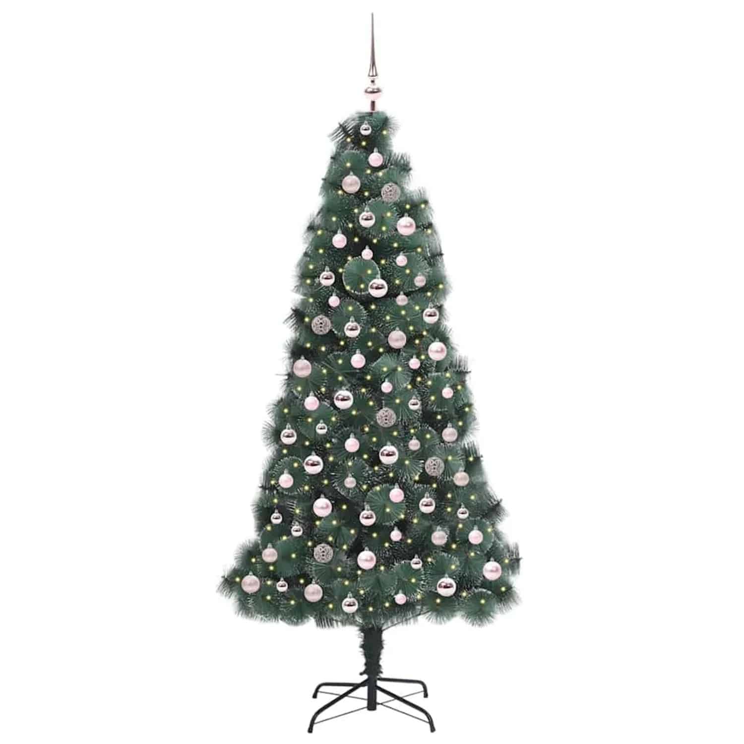 vidaXL Künstlicher Vorbeleuchteter Weihnachtsbaum mit Kugelset 210 cm 3396180