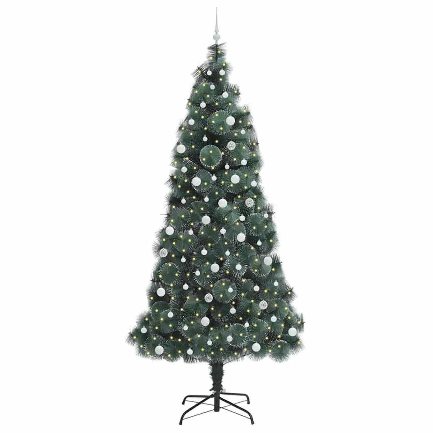 vidaXL Künstlicher Vorbeleuchteter Weihnachtsbaum mit Kugelset 240 cm 3396193