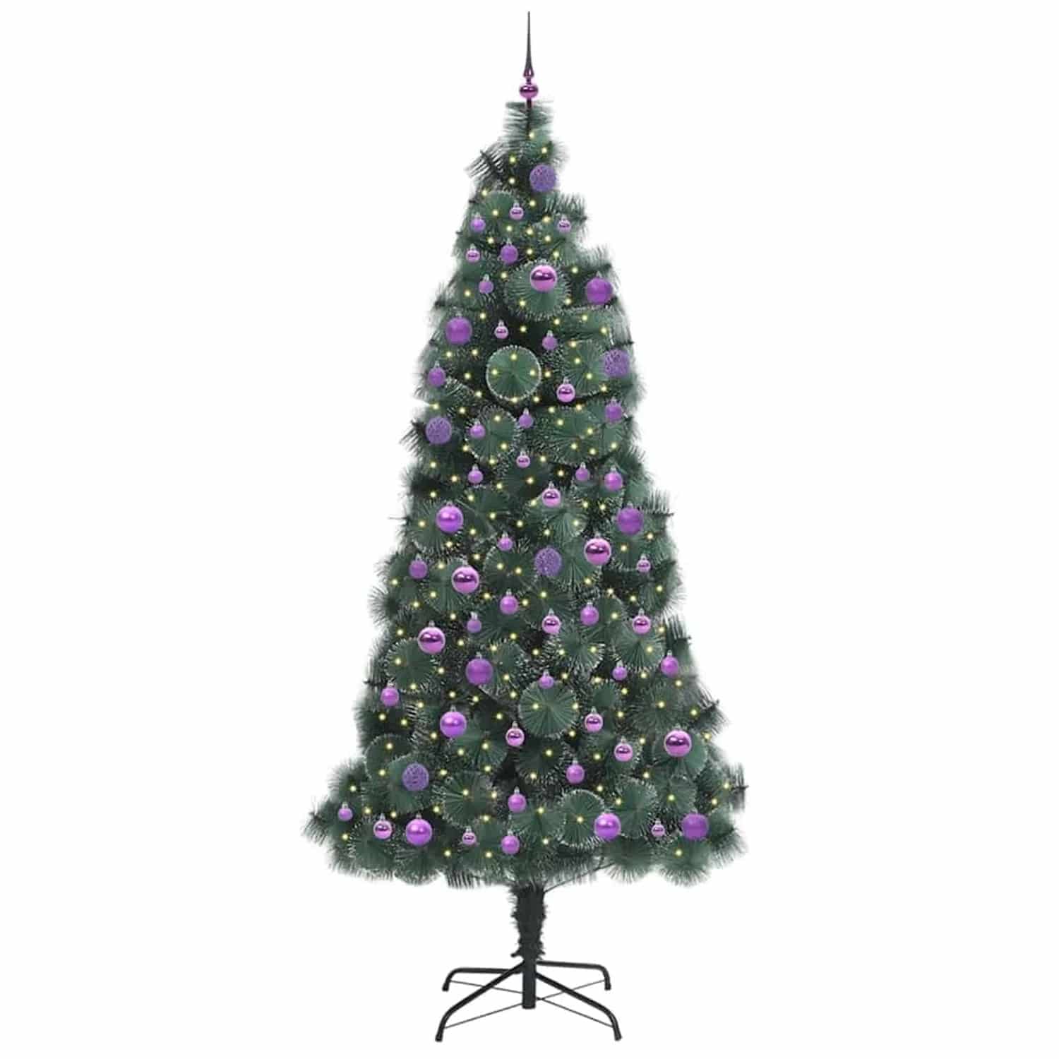 vidaXL Künstlicher Vorbeleuchteter Weihnachtsbaum mit Kugelset 240 cm 3396196