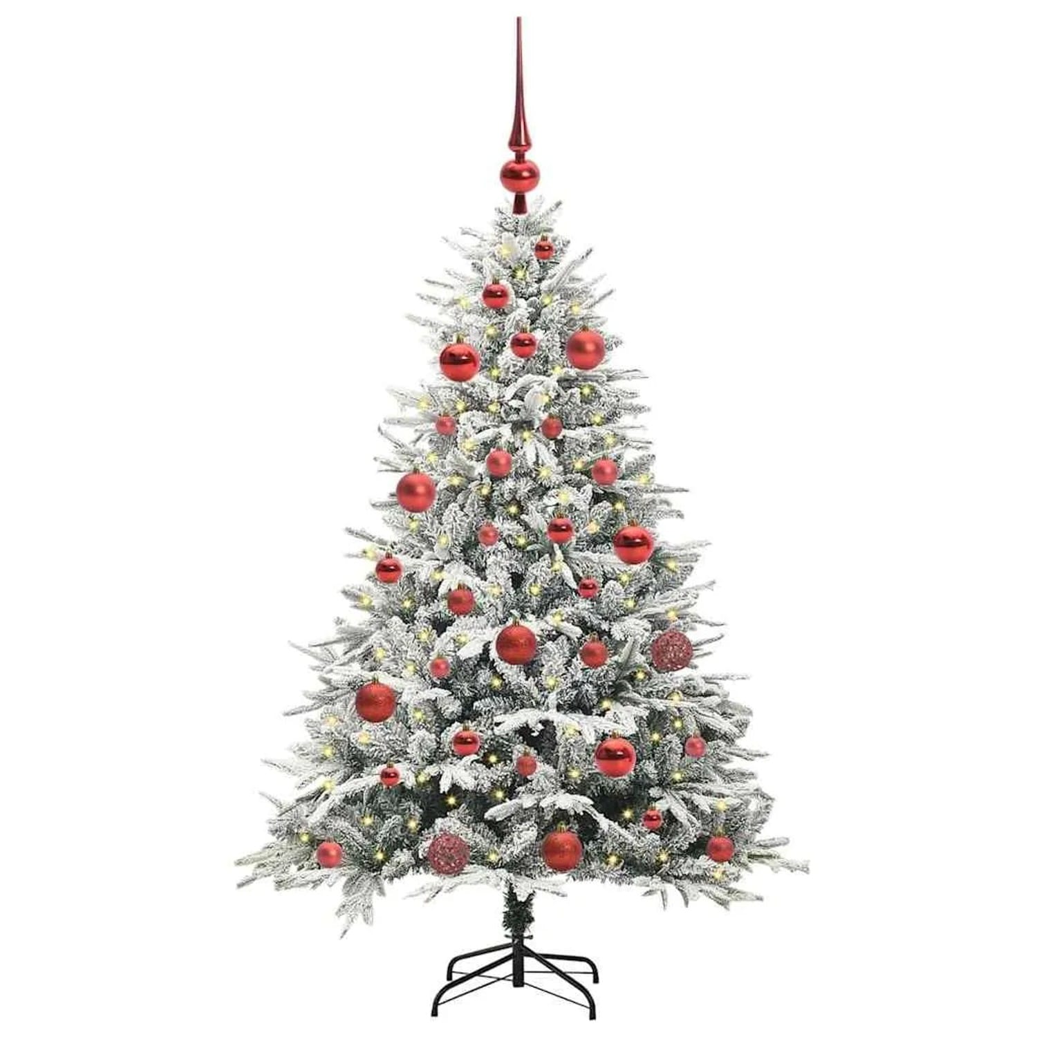 vidaXL Künstlicher Vorbeleuchteter Weihnachtsbaum mit Kugelset Grün 3395384