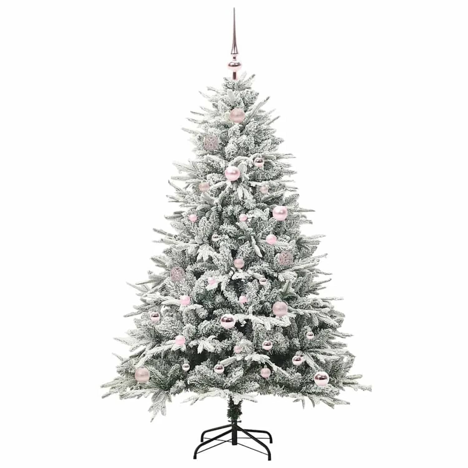 vidaXL Künstlicher Vorbeleuchteter Weihnachtsbaum mit Kugelset Grün 3395386
