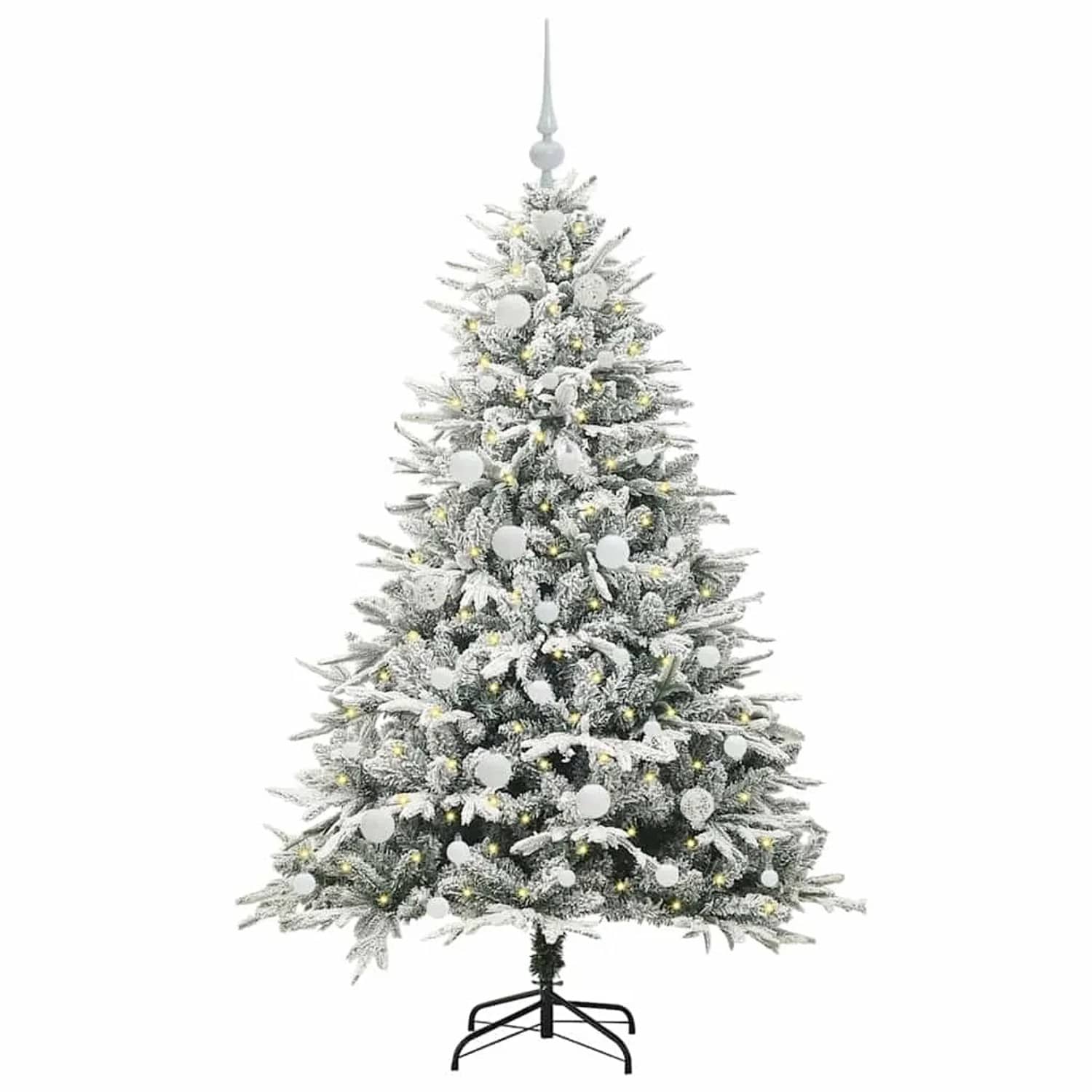 vidaXL Künstlicher Vorbeleuchteter Weihnachtsbaum mit Kugelset Grün 3395387