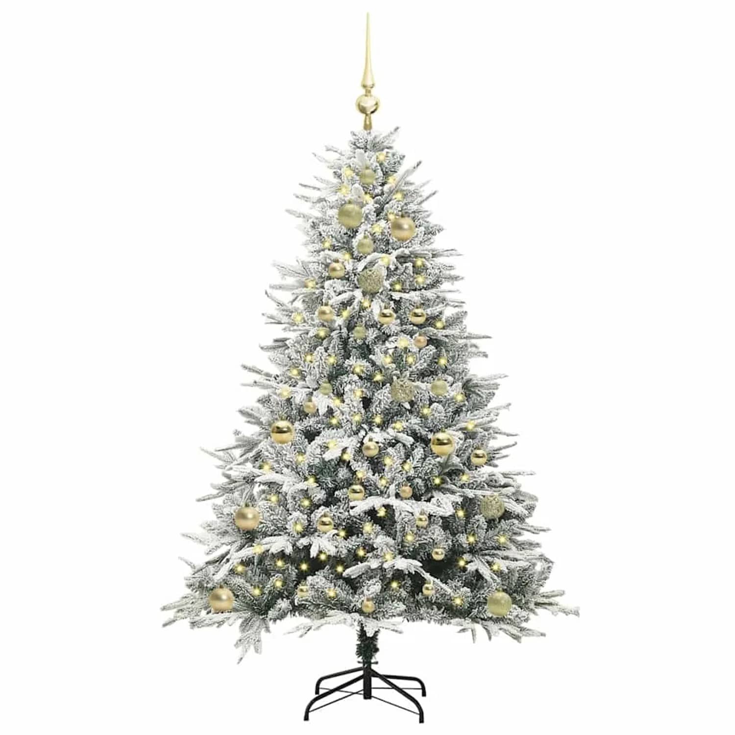vidaXL Künstlicher Vorbeleuchteter Weihnachtsbaum mit Kugelset Grün 3395388