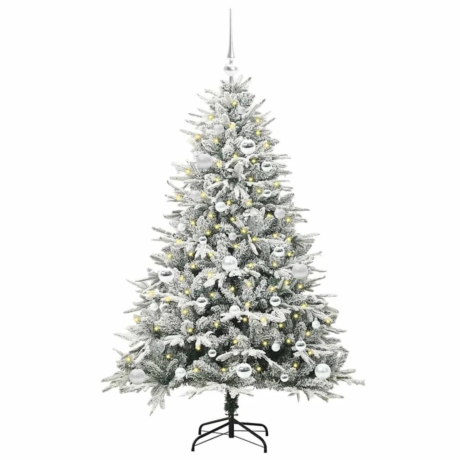 vidaXL Künstlicher Vorbeleuchteter Weihnachtsbaum mit Kugelset Grün 3395389