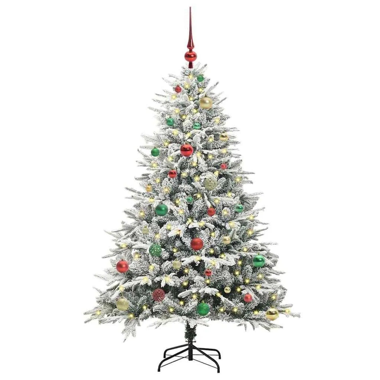 vidaXL Künstlicher Vorbeleuchteter Weihnachtsbaum mit Kugelset Grün 3395392