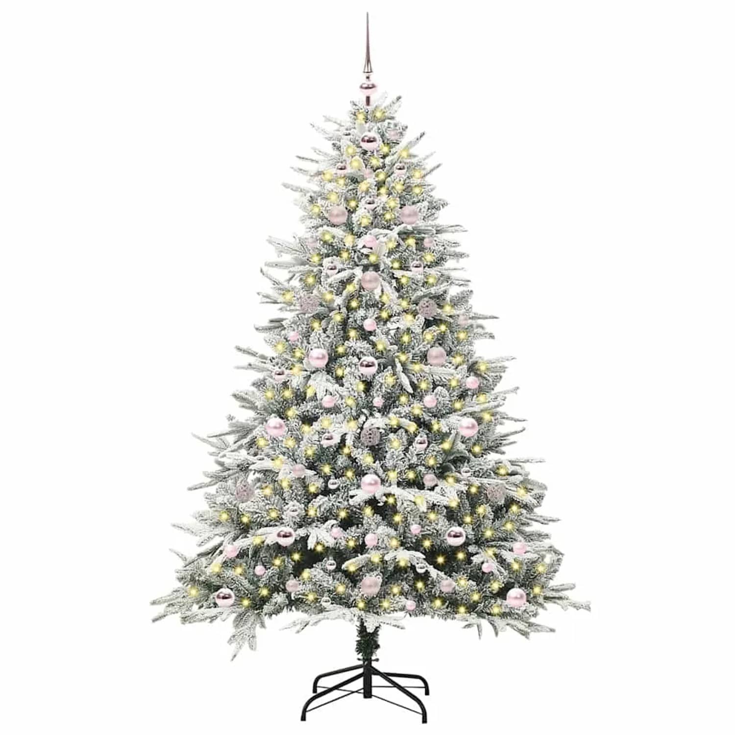 vidaXL Künstlicher Vorbeleuchteter Weihnachtsbaum mit Kugelset Grün 3395399