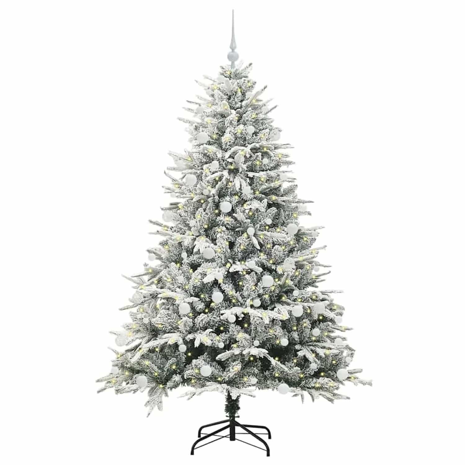 vidaXL Künstlicher Vorbeleuchteter Weihnachtsbaum mit Kugelset Grün 3395400