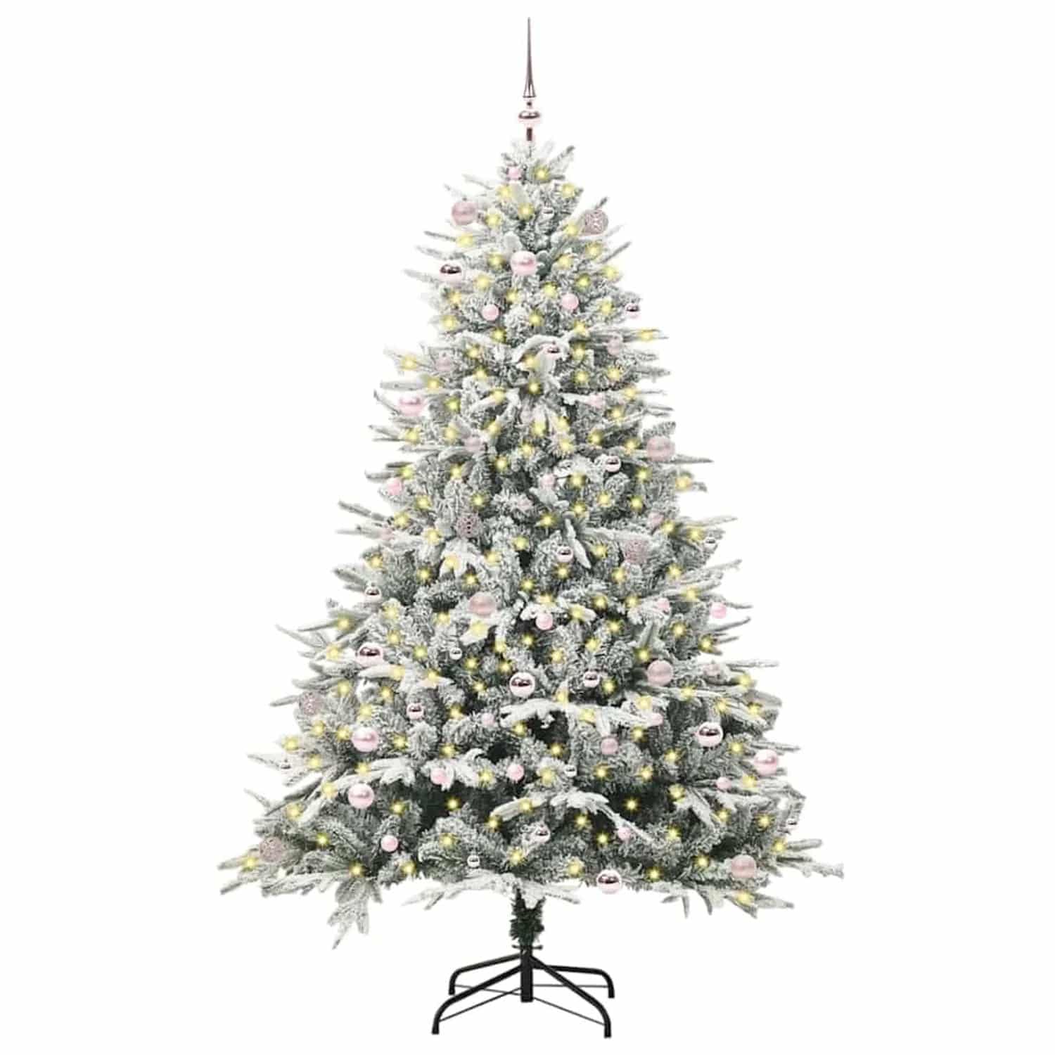 vidaXL Künstlicher Vorbeleuchteter Weihnachtsbaum mit Kugelset Grün 3395417