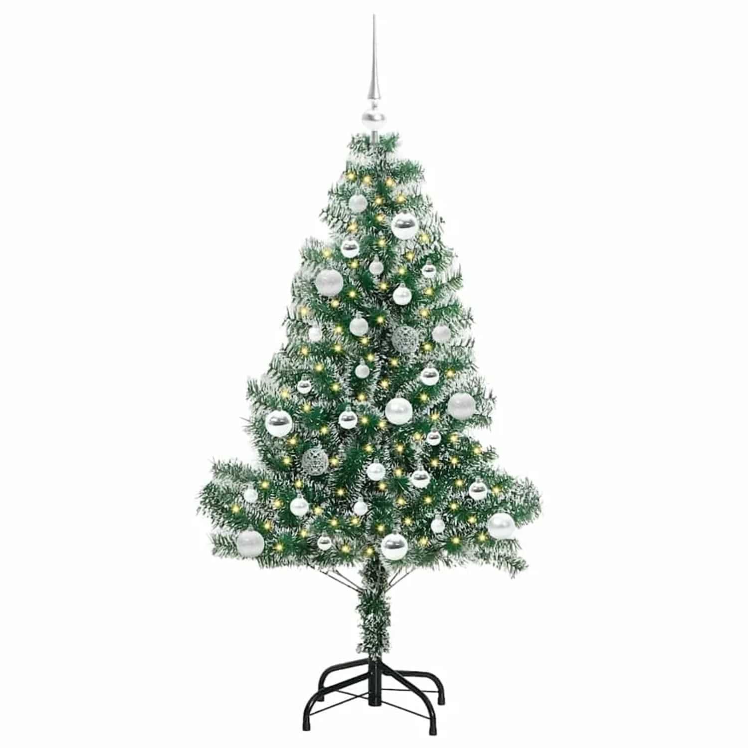 vidaXL Künstlicher Weihnachtsbaum Beschneit mit LED Licht 150 cm 3396811