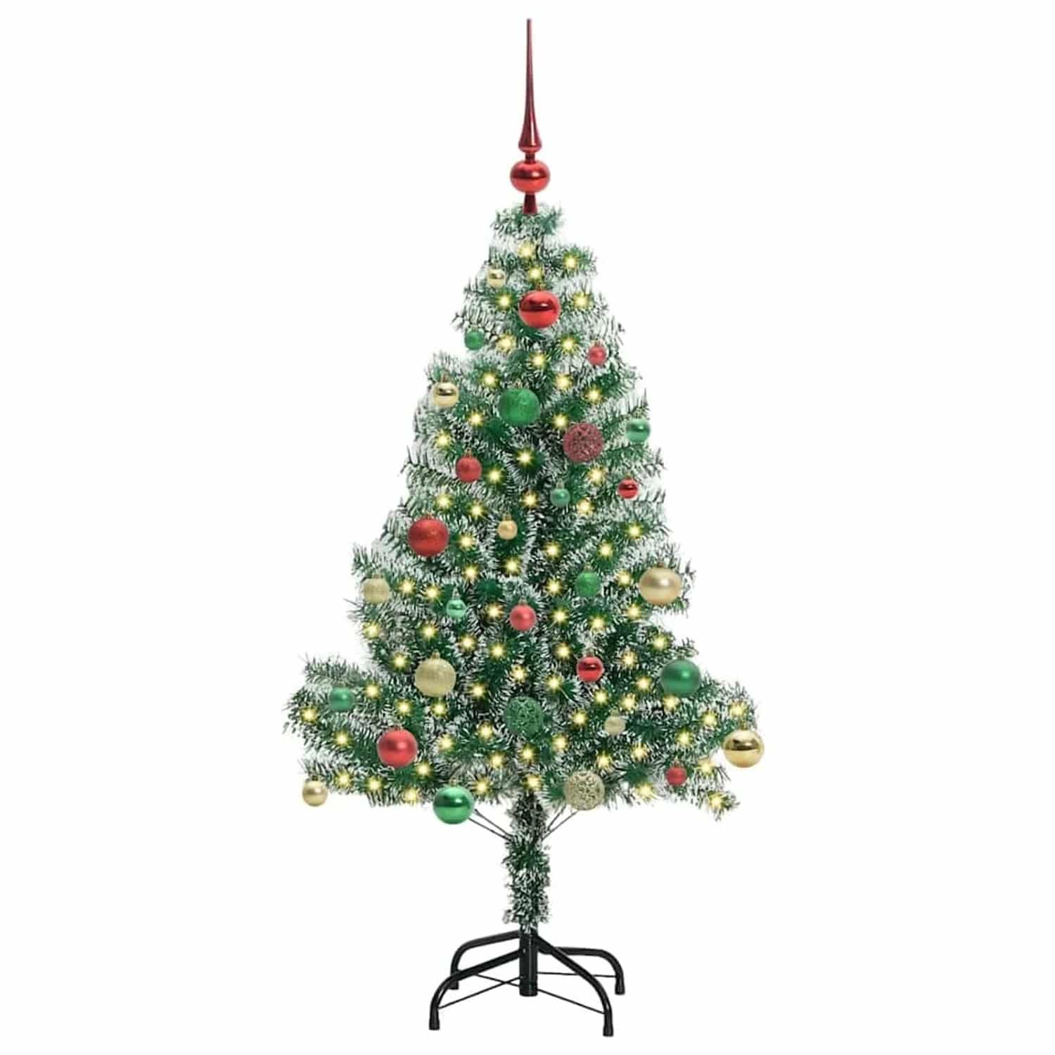 vidaXL Künstlicher Weihnachtsbaum Beschneit mit LED Licht 150 cm 3396814