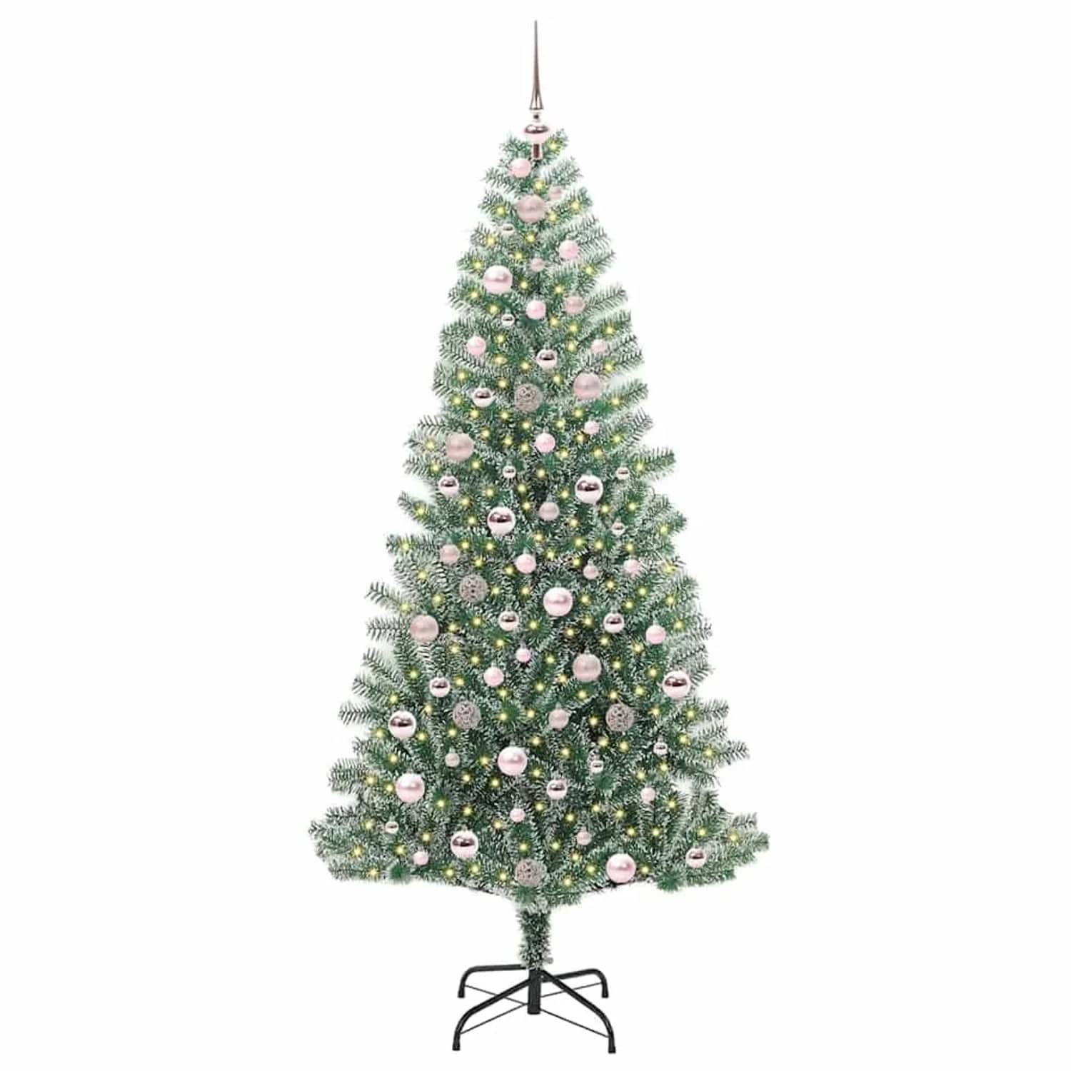 vidaXL Künstlicher Weihnachtsbaum Beschneit mit LED Licht 210 cm 3396826