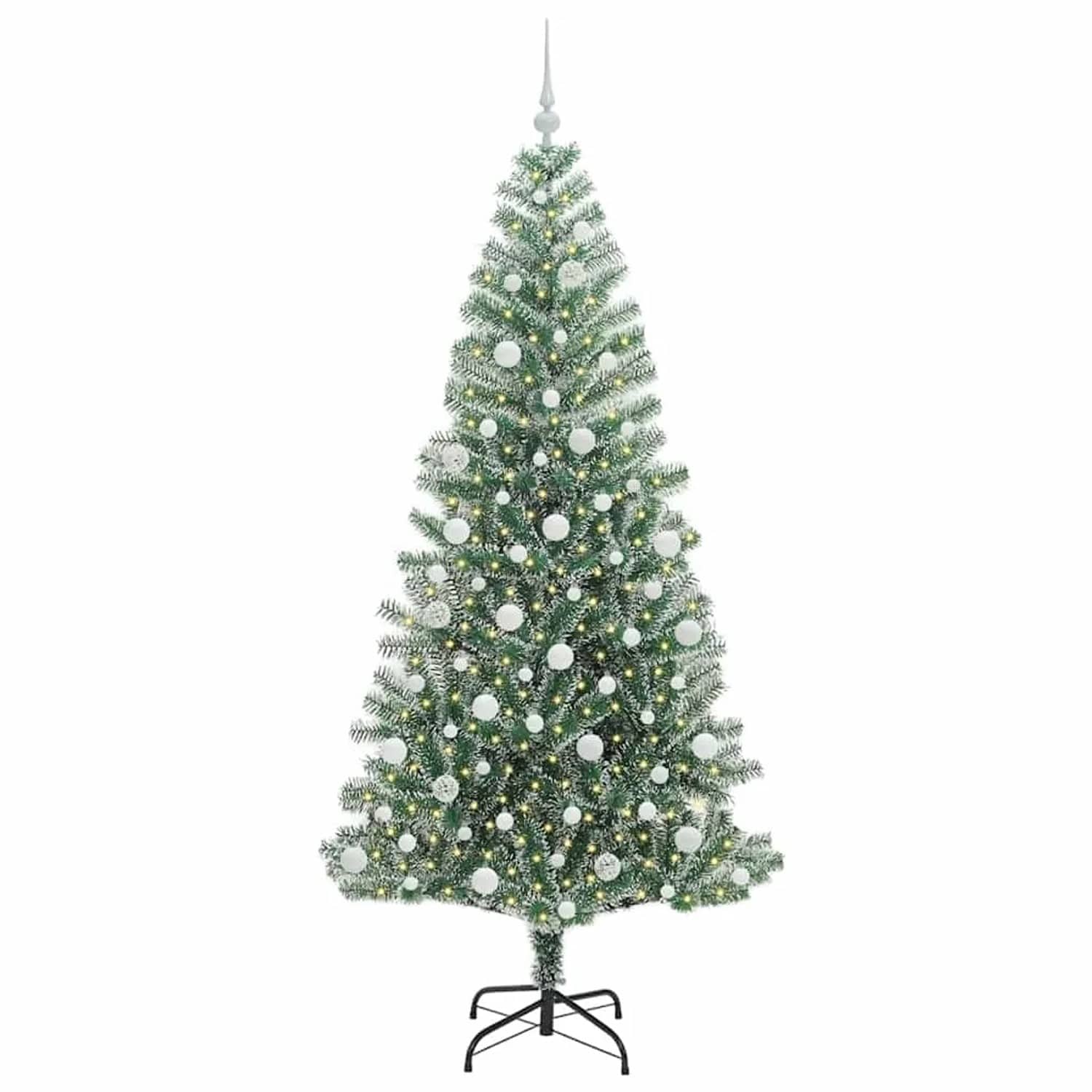 vidaXL Künstlicher Weihnachtsbaum Beschneit mit LED Licht 210 cm 3396827