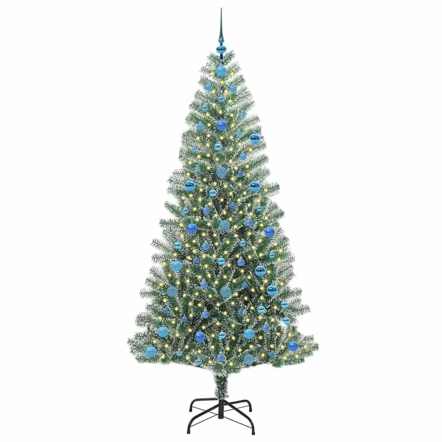 vidaXL Künstlicher Weihnachtsbaum Beschneit mit LED Licht 210 cm 3396831