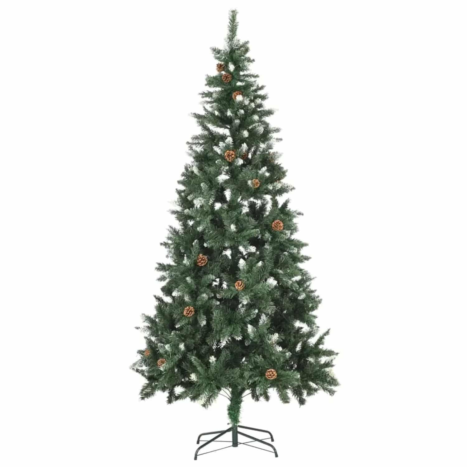 vidaXL Künstlicher Weihnachtsbaum Kiefernzapfen Weißem Glitzer 210 cm
