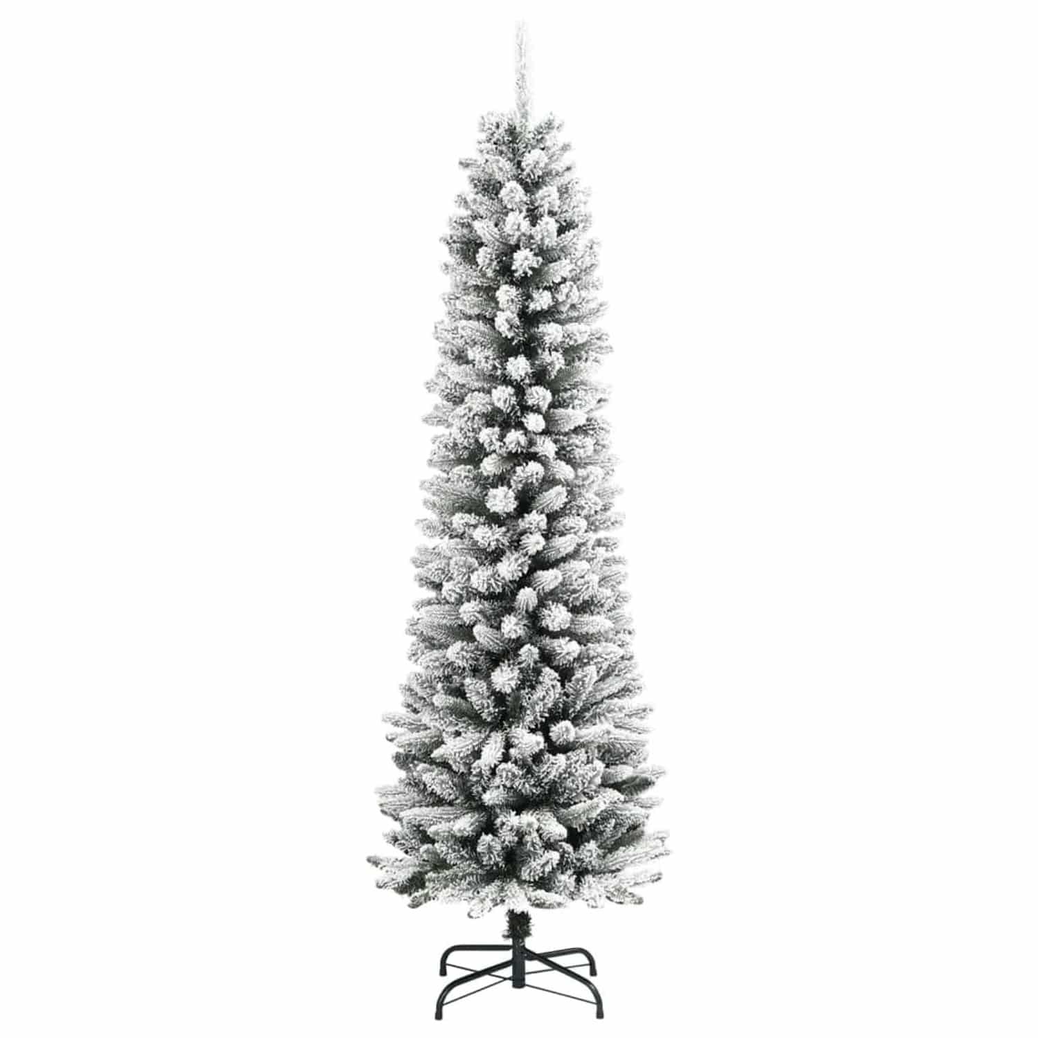 vidaXL Künstlicher Weihnachtsbaum Schlank mit Schnee 150 cm PVC & PE 4019686