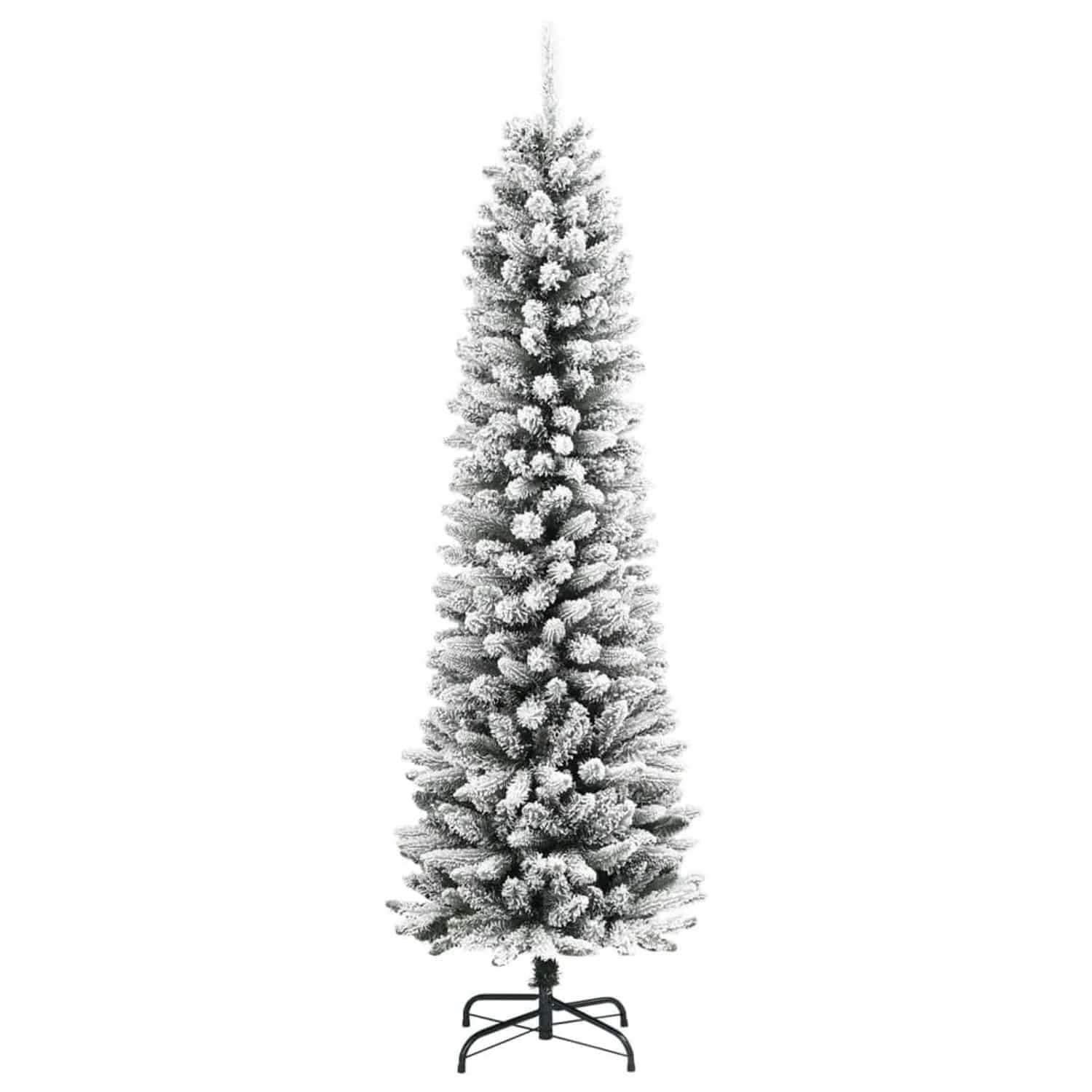 vidaXL Künstlicher Weihnachtsbaum Schlank mit Schnee 180 cm PVC & PE 4019687