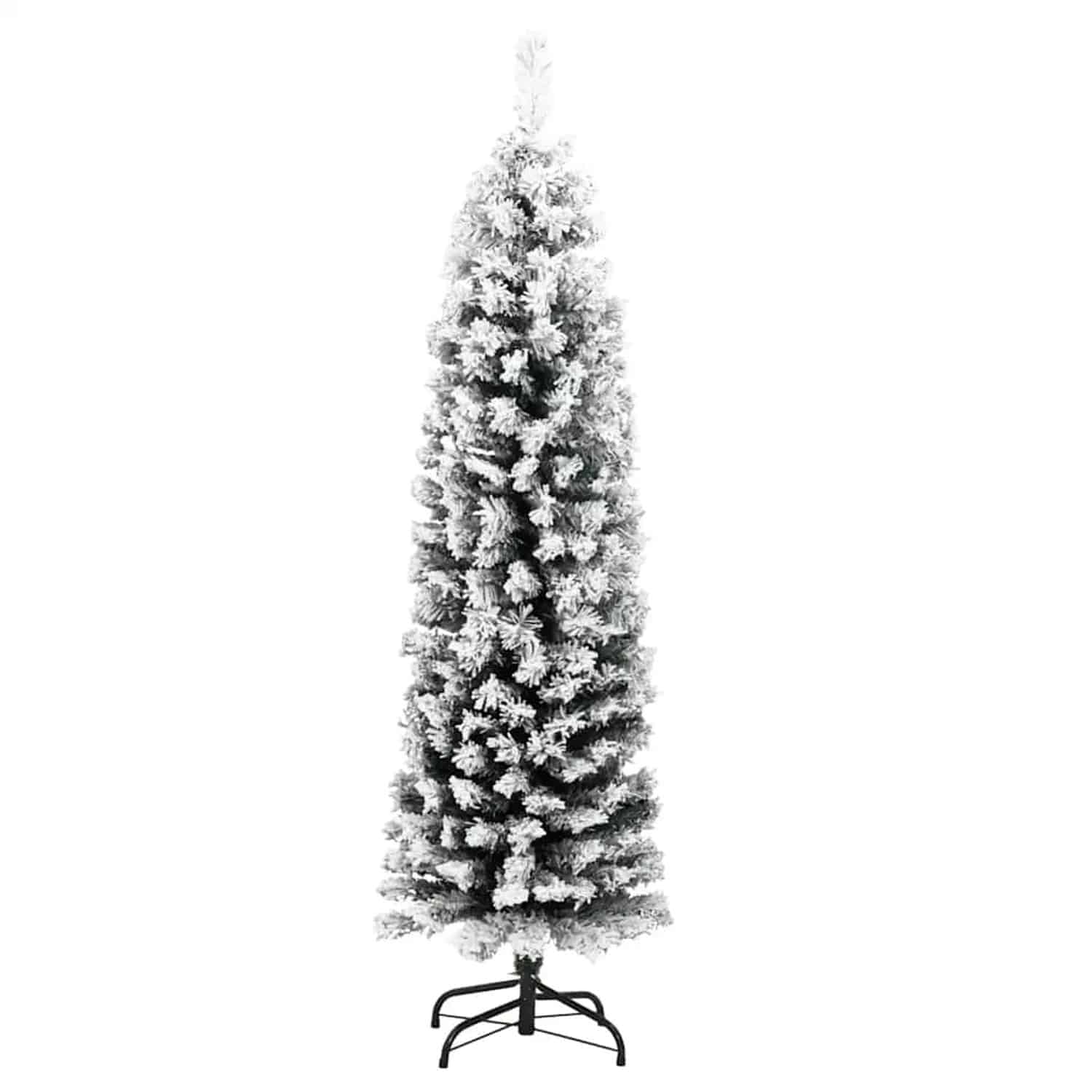 vidaXL Künstlicher Weihnachtsbaum Schlank mit Schnee Grün 150 cm PVC 320953