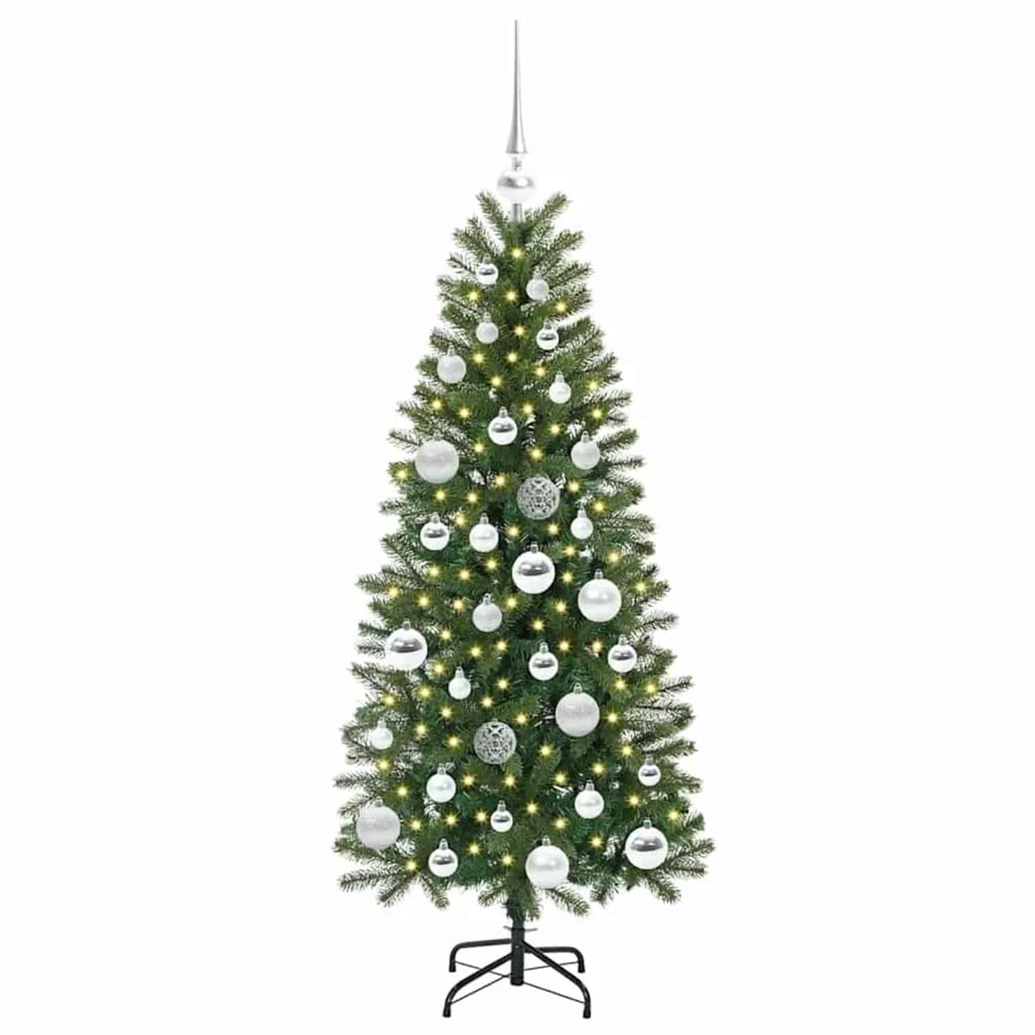 vidaXL Künstlicher Weihnachtsbaum mit 150 LEDs Grün 120 cm PE und PVC 3397333