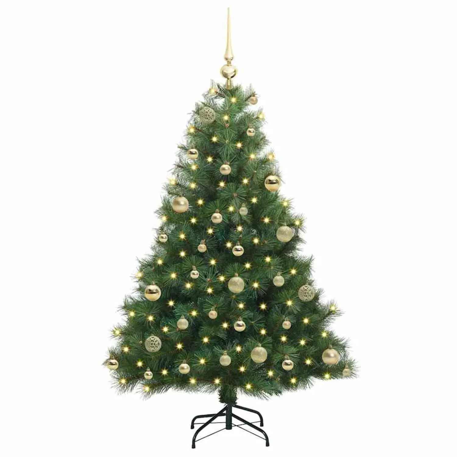 vidaXL Künstlicher Weihnachtsbaum mit 150 LEDs Grün 120 cm PE und PVC 3397761
