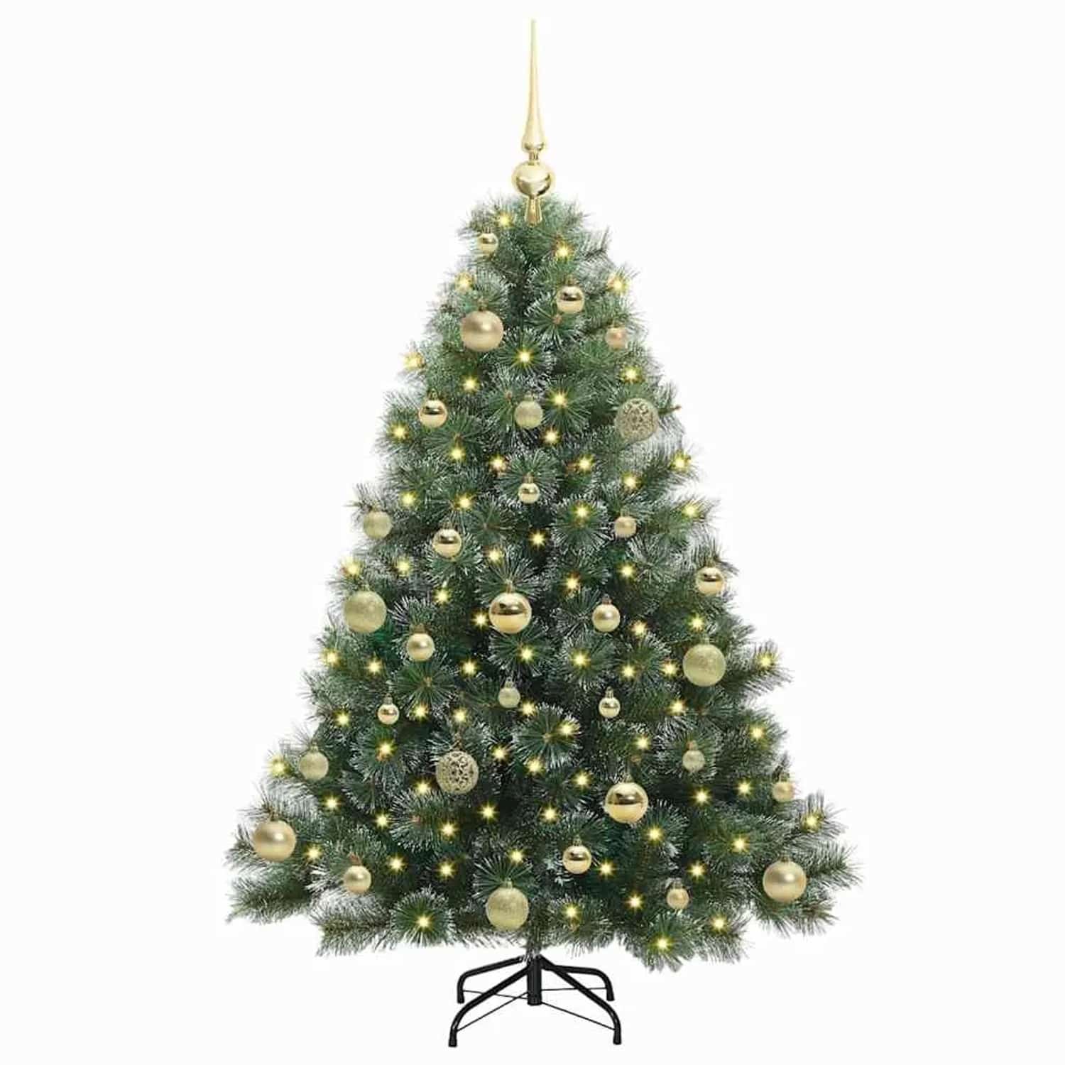 vidaXL Künstlicher Weihnachtsbaum mit 150 LEDs Grün 120 cm PE und PVC 3397826