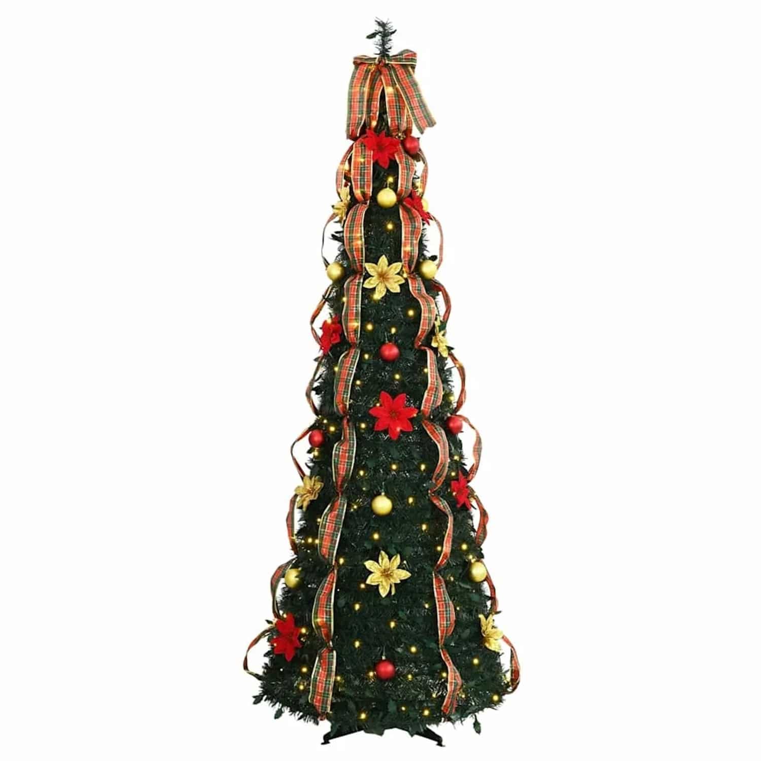 vidaXL Künstlicher Weihnachtsbaum mit 150 LEDs Grün 180 cm PVC 42018632
