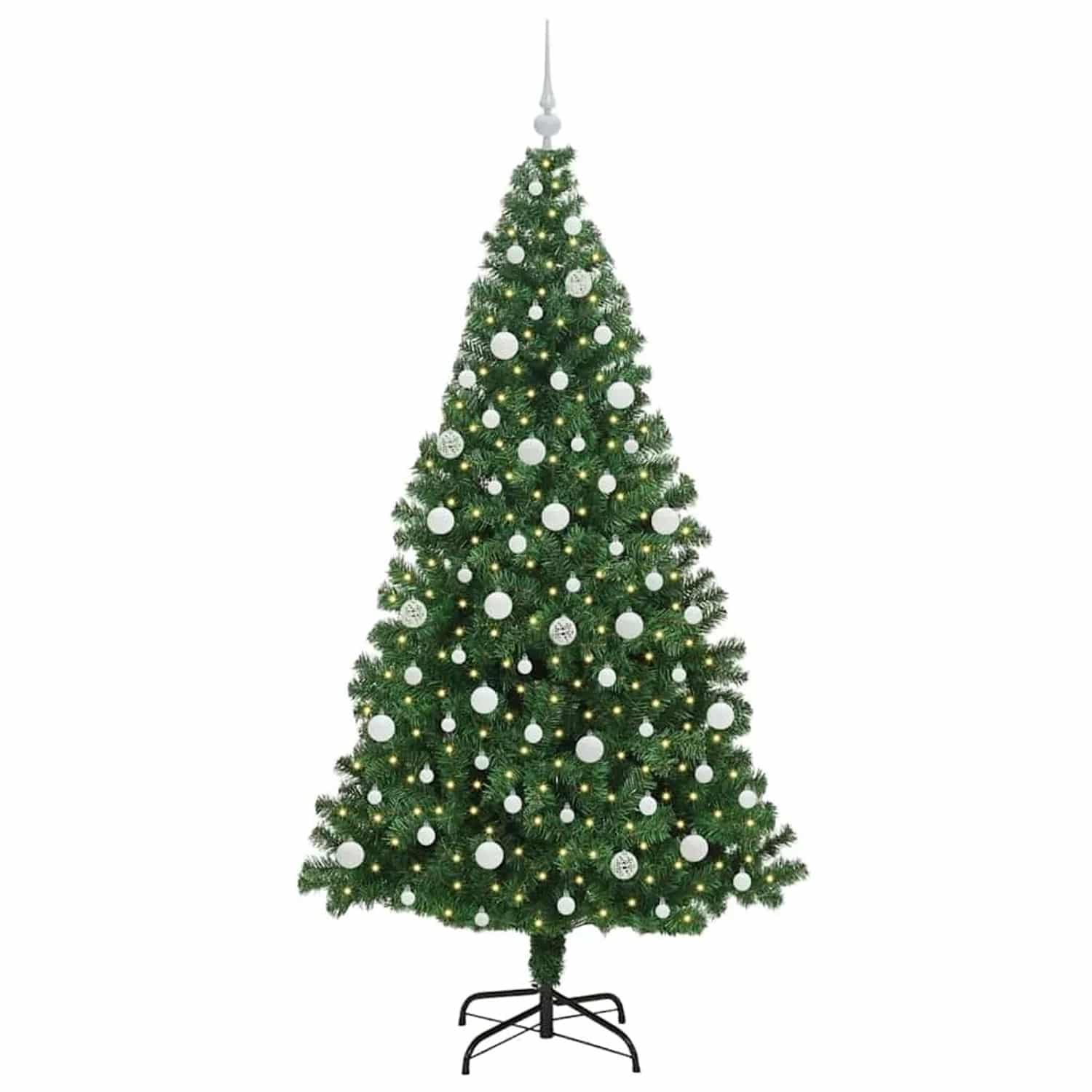vidaXL Künstlicher Weihnachtsbaum mit 300 LEDs mit Ständer Grün 210 cm 3396925