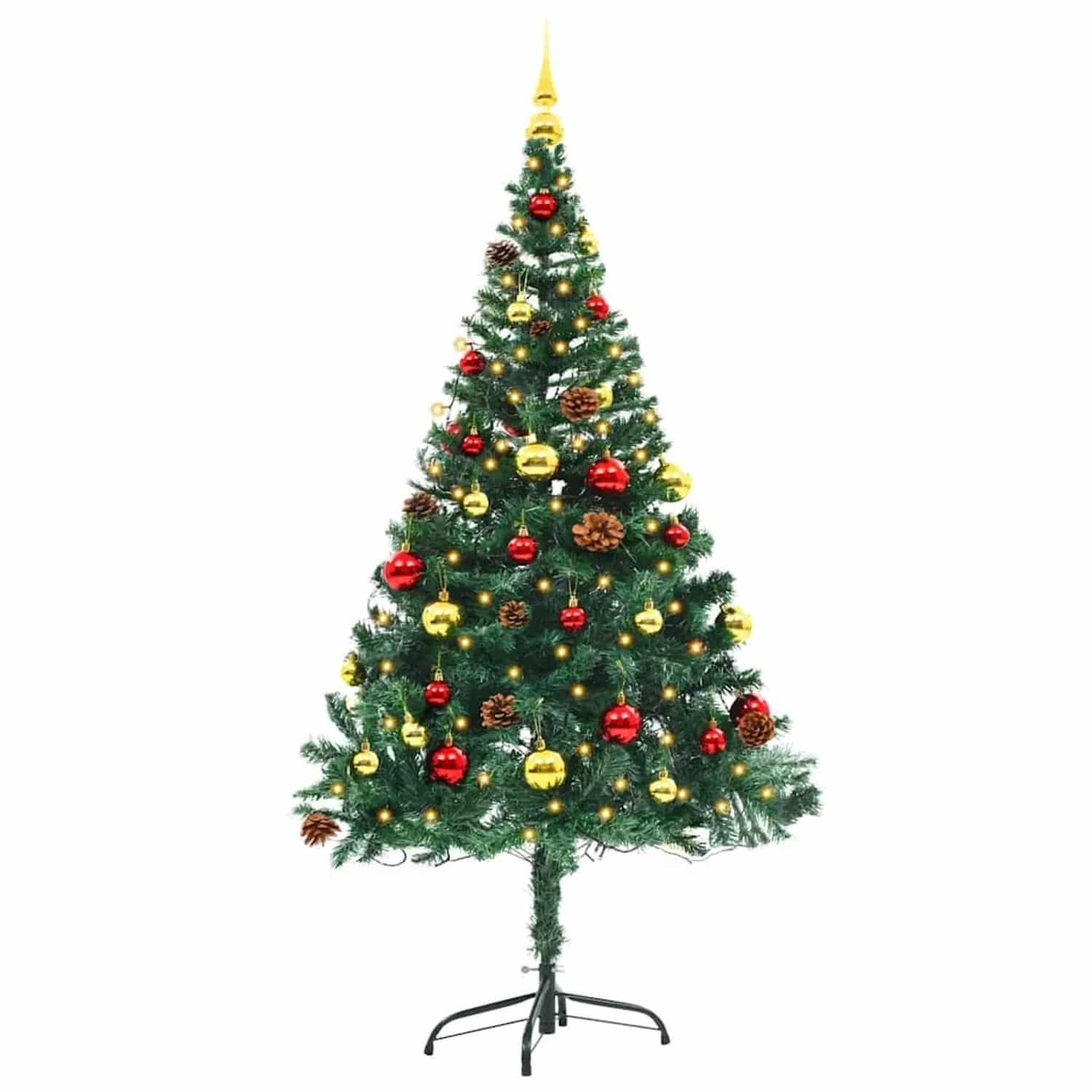 vidaXL Künstlicher Weihnachtsbaum mit Beleuchtung & Kugeln Grün 150 cm 321499