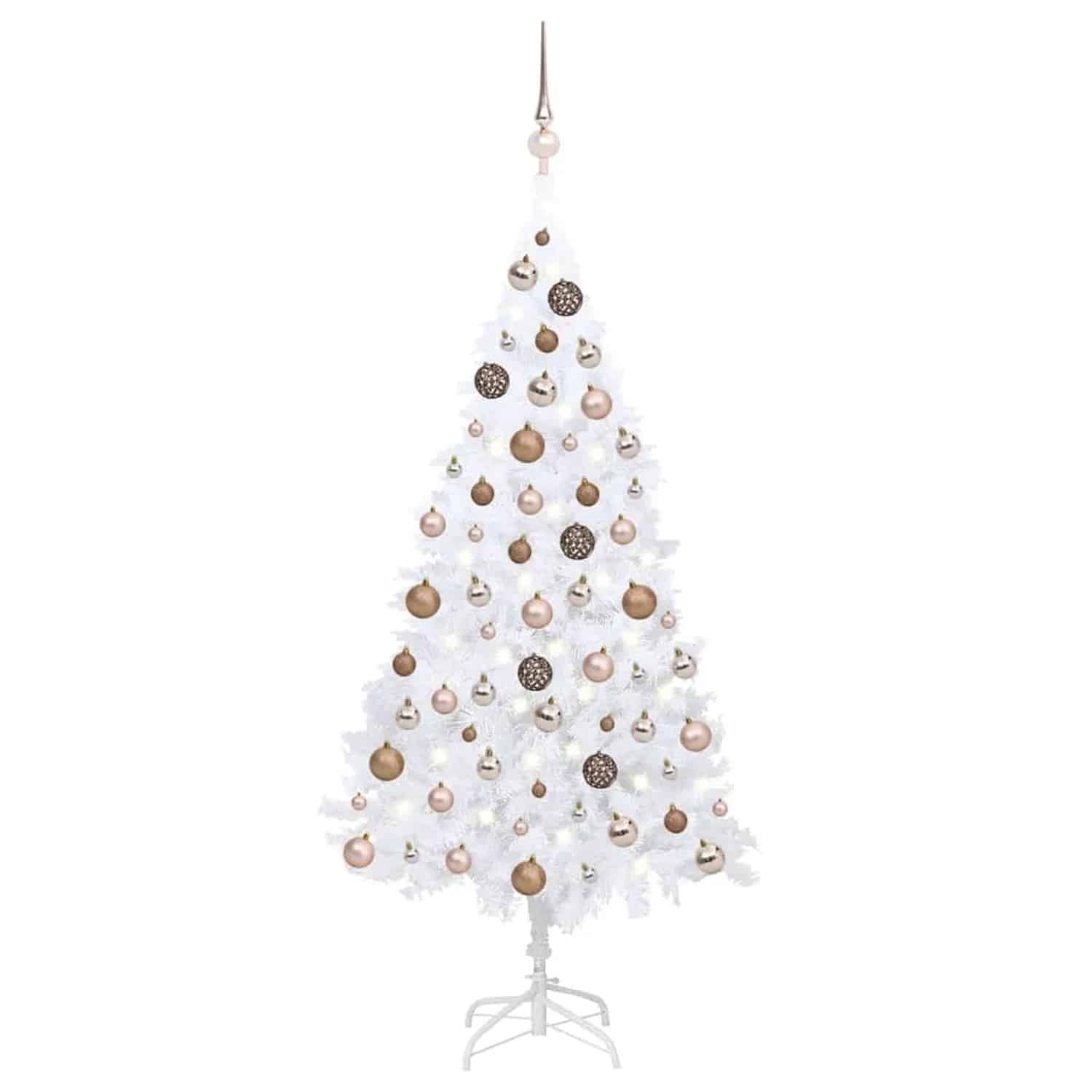 vidaXL Künstlicher Weihnachtsbaum mit Beleuchtung & Kugeln Weiß 150 cm 3077626
