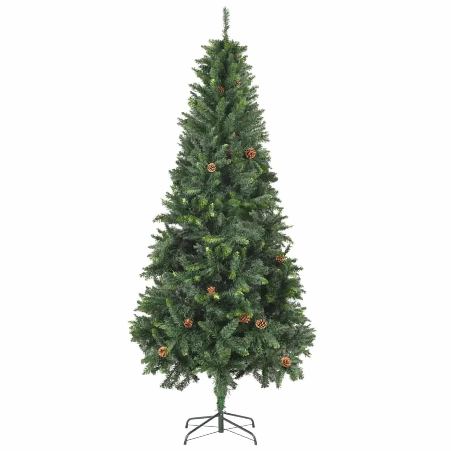 vidaXL Künstlicher Weihnachtsbaum mit Kiefernzapfen Grün 210 cm
