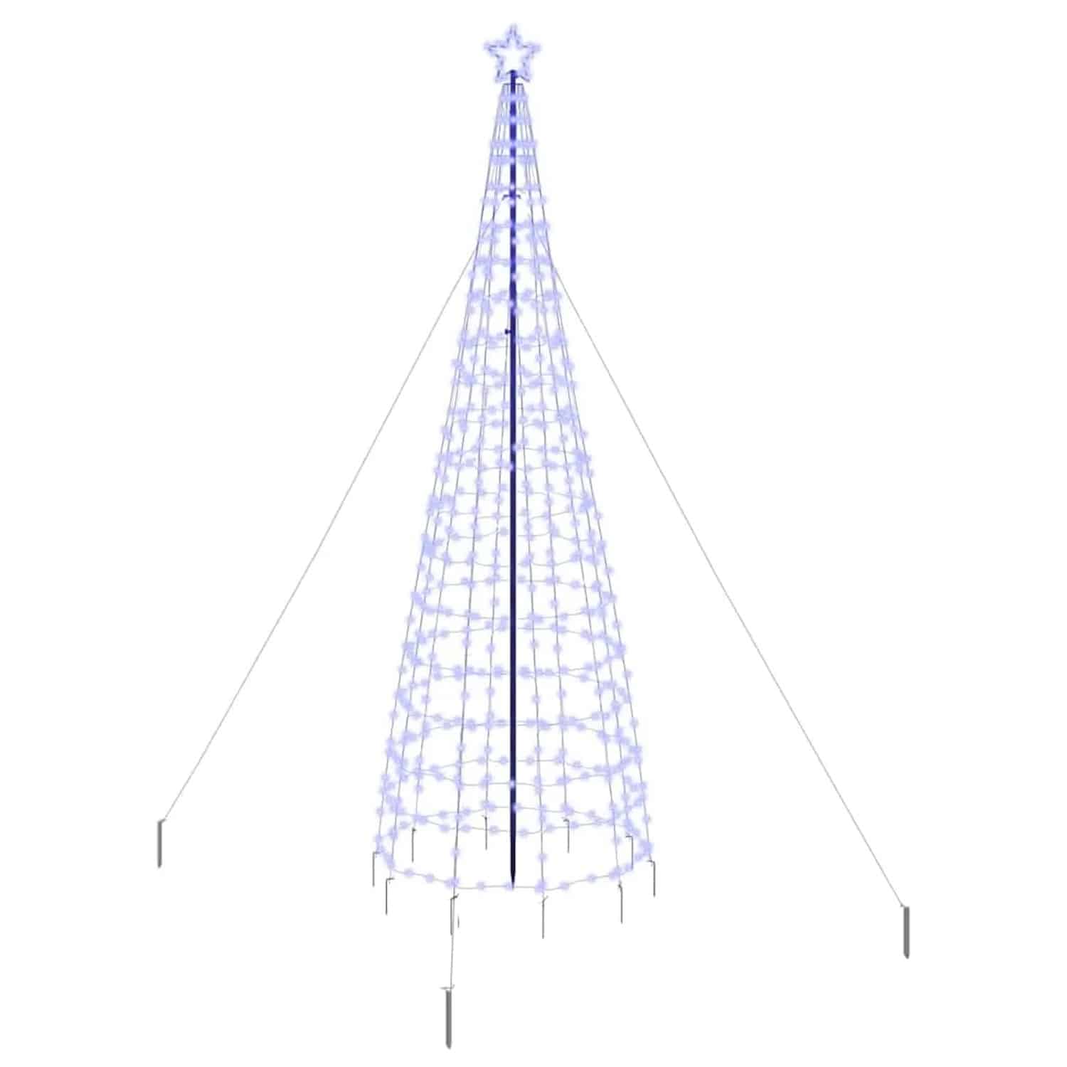 vidaXL LED Weihnachtsbaum mit Erdspießen Blau 400 cm Eisen 42018756