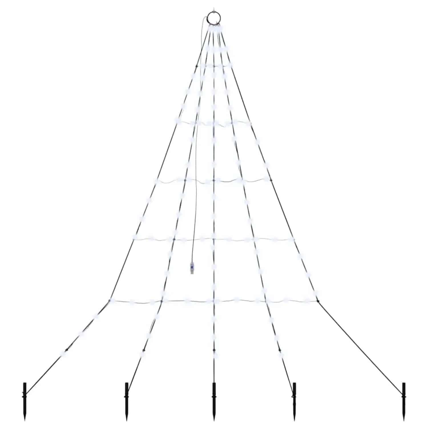 vidaXL LED Weihnachtsbaum mit Erdspießen Kaltweiß 180 cm Metall 42018738