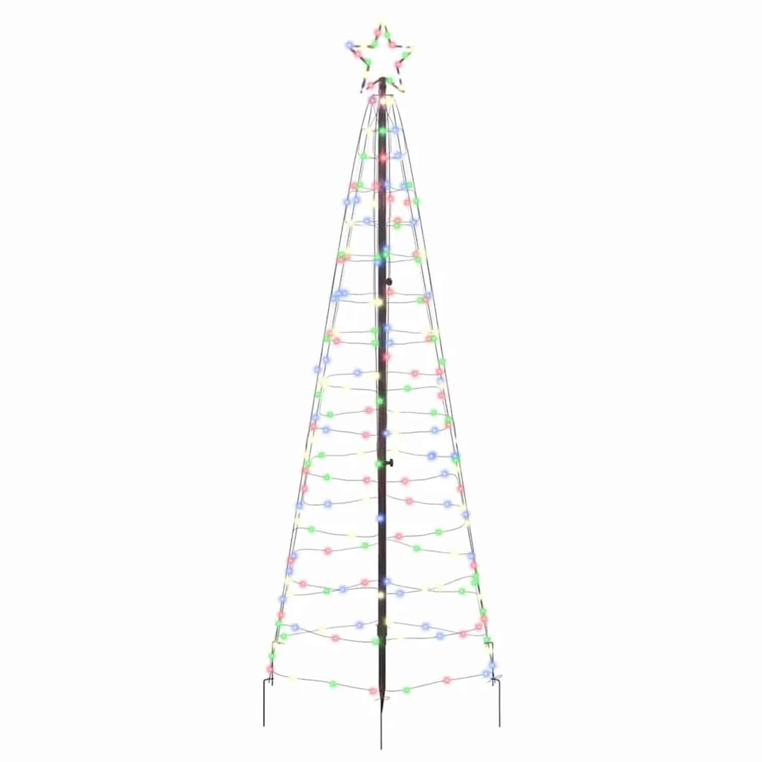 vidaXL LED Weihnachtsbaum mit Erdspießen Mehrfarbig 250 cm Eisen 42018751