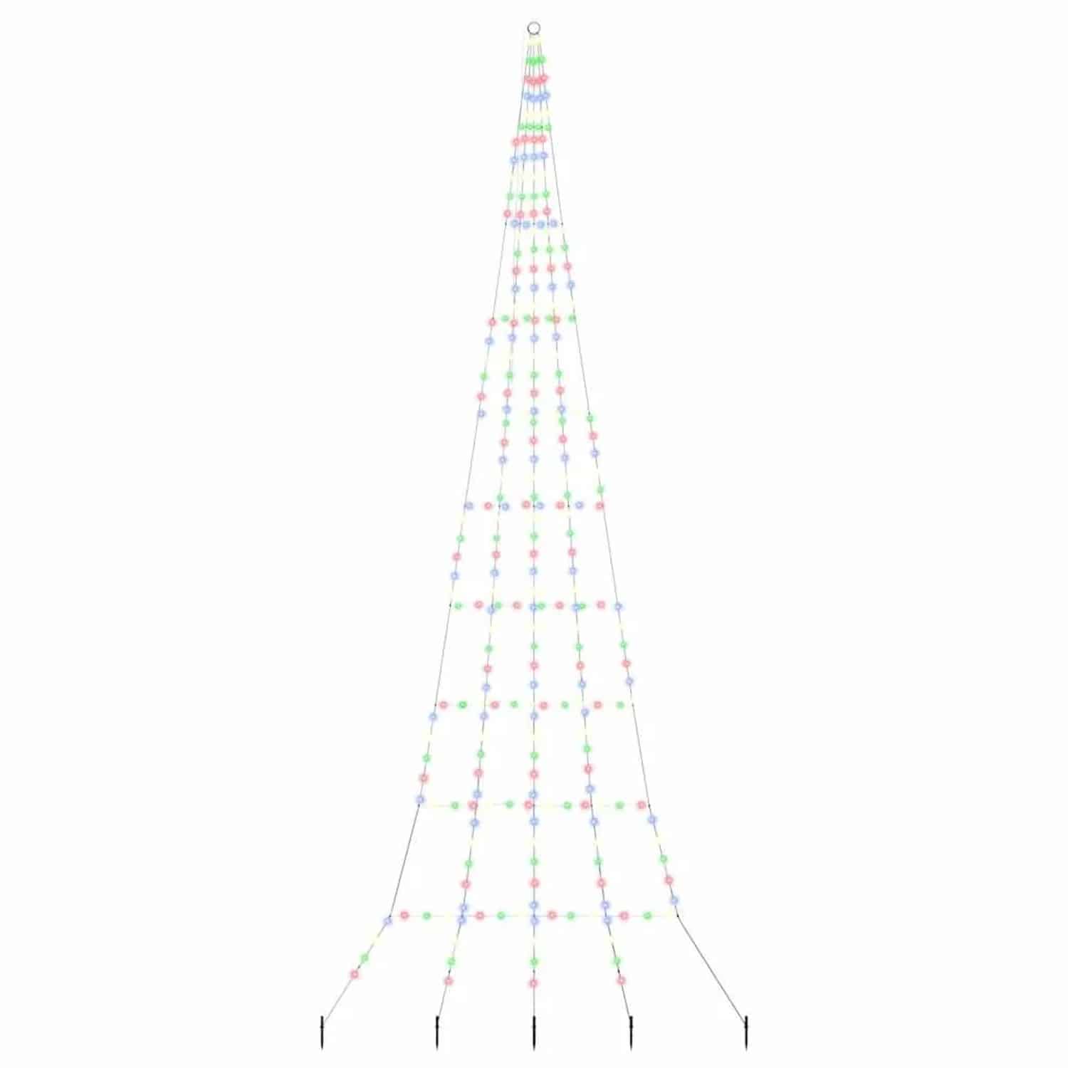 vidaXL LED Weihnachtsbaum mit Erdspießen Mehrfarbig 500 cm Metall 42018747