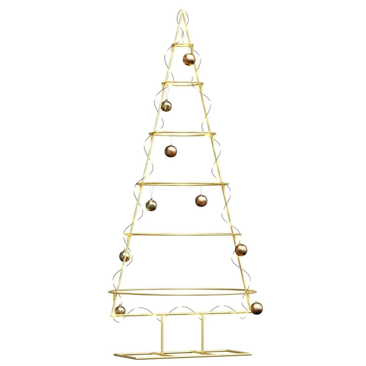 vidaXL Metall Weihnachtsbaum Gold 150 cm Pulverbeschichteter Stahl 42019154