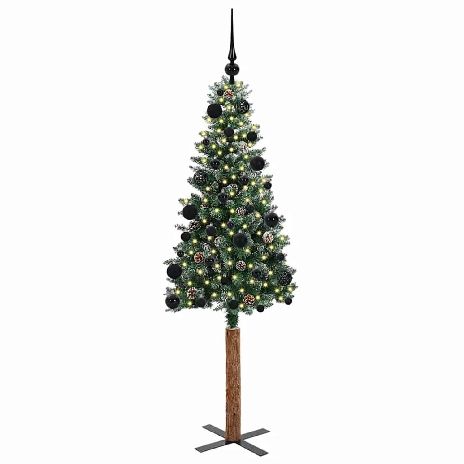 vidaXL Schlanker Weihnachtsbaum mit 150 LEDs Grün und Weiß 150 cm 3394887