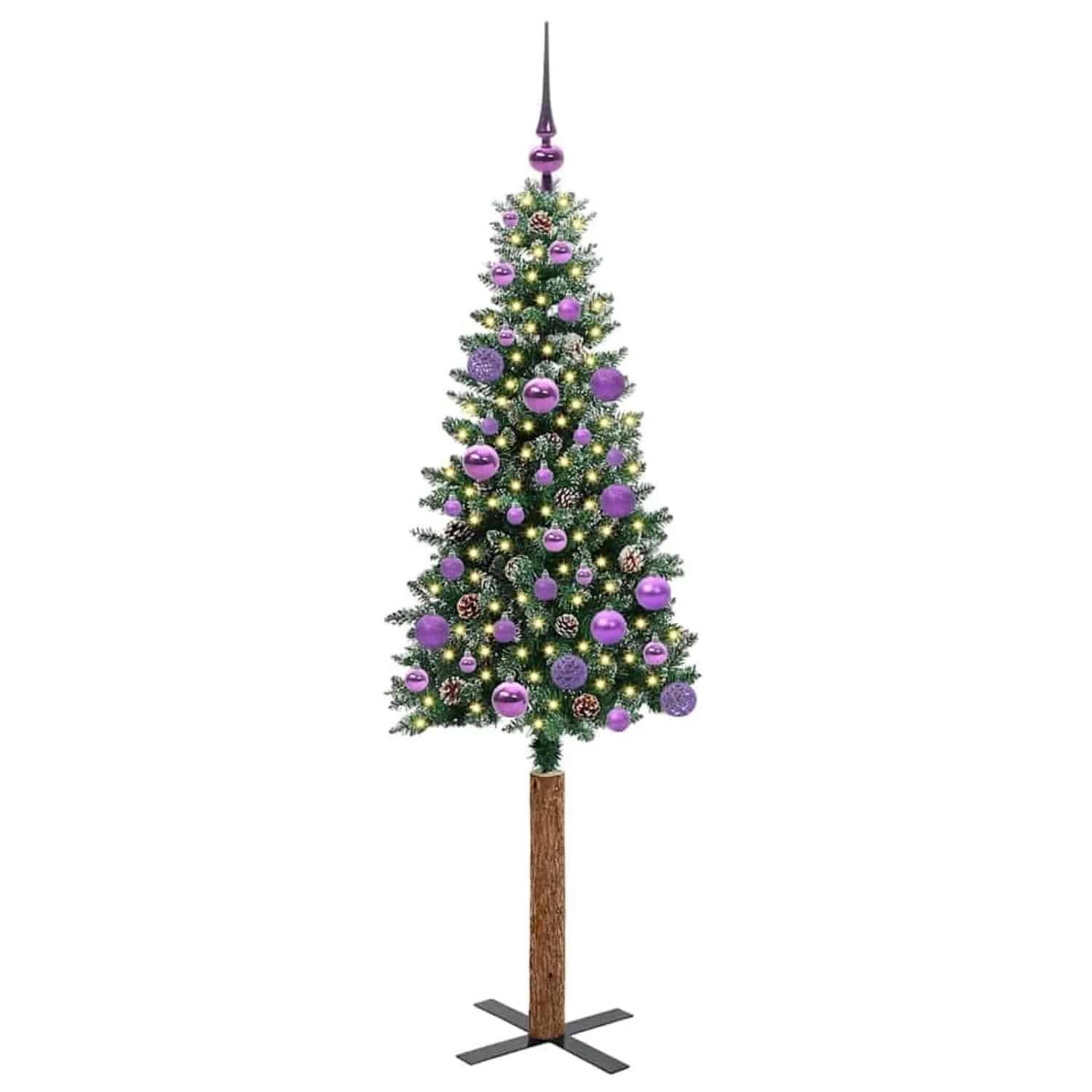 vidaXL Schlanker Weihnachtsbaum mit 150 LEDs Grün und Weiß 150 cm 3394892