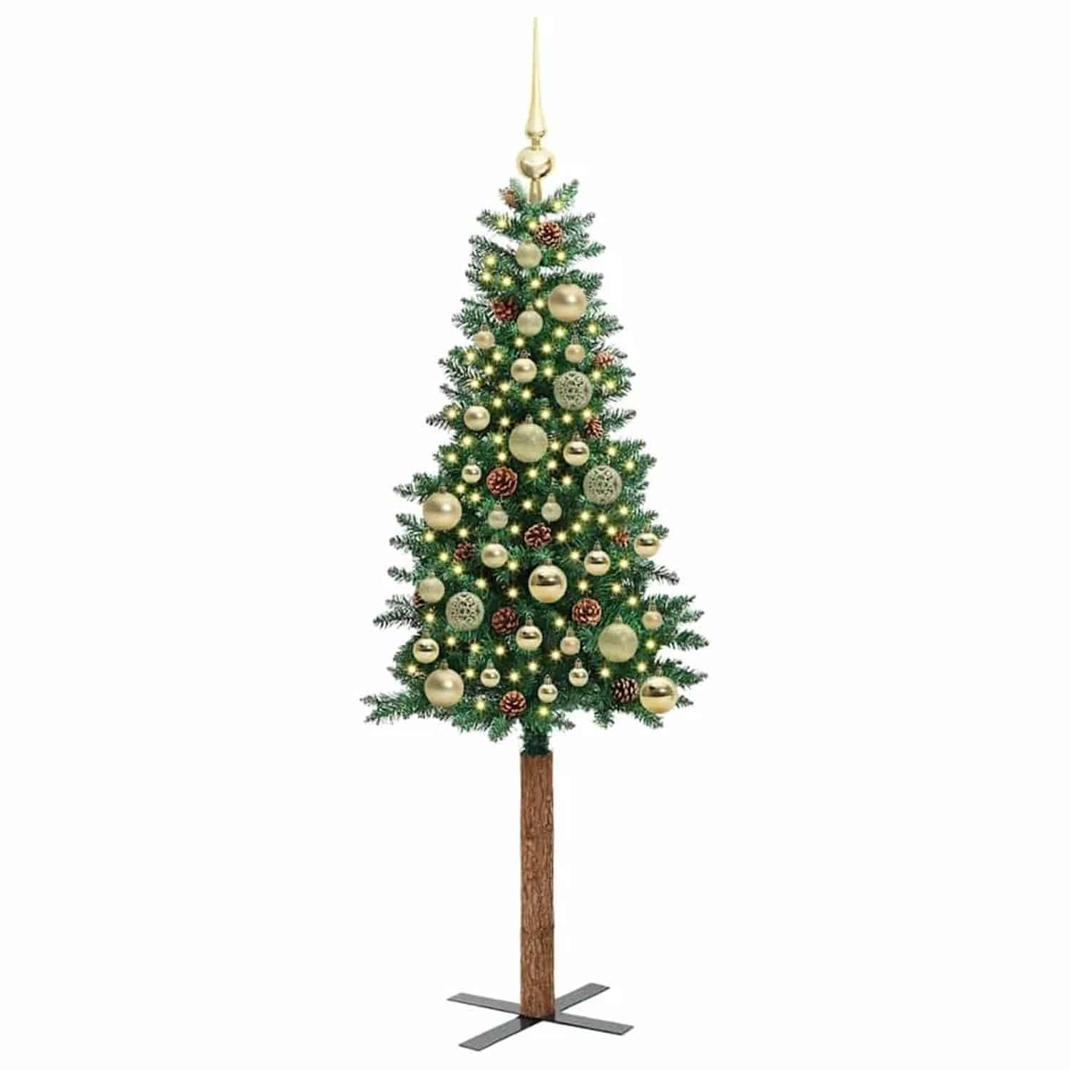 vidaXL Schlanker Weihnachtsbaum mit 150 LEDs mit Ständer Grün 150 cm 3394855