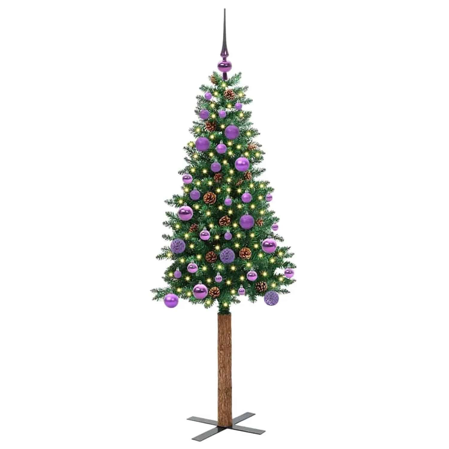 vidaXL Schlanker Weihnachtsbaum mit 150 LEDs mit Ständer Grün 150 cm 3394857