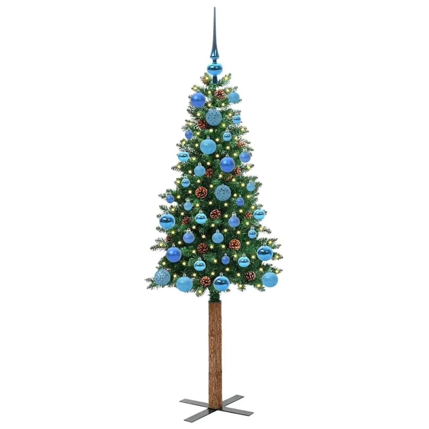 vidaXL Schlanker Weihnachtsbaum mit 150 LEDs mit Ständer Grün 150 cm 3394858