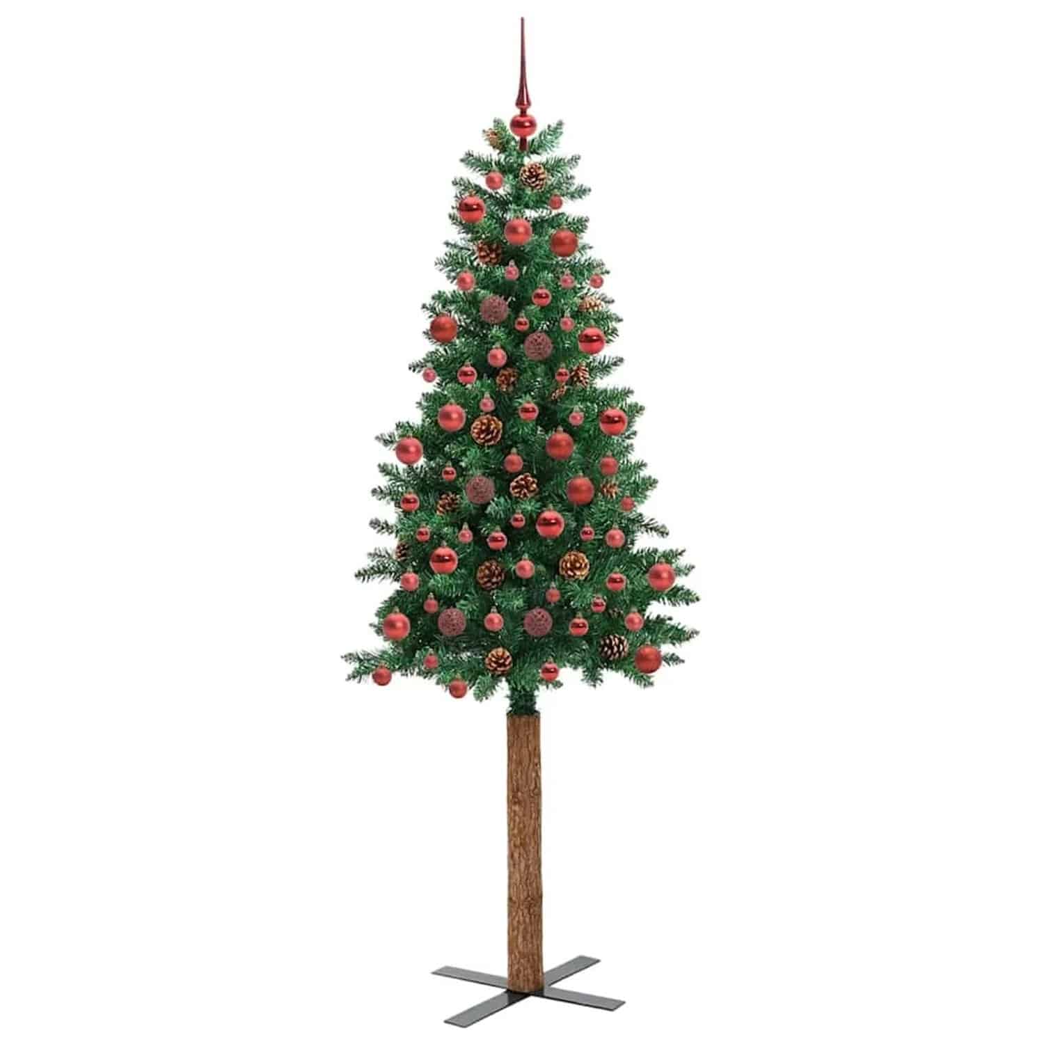 vidaXL Schlanker Weihnachtsbaum mit 300 LEDs mit Ständer Grün 180 cm 3394864